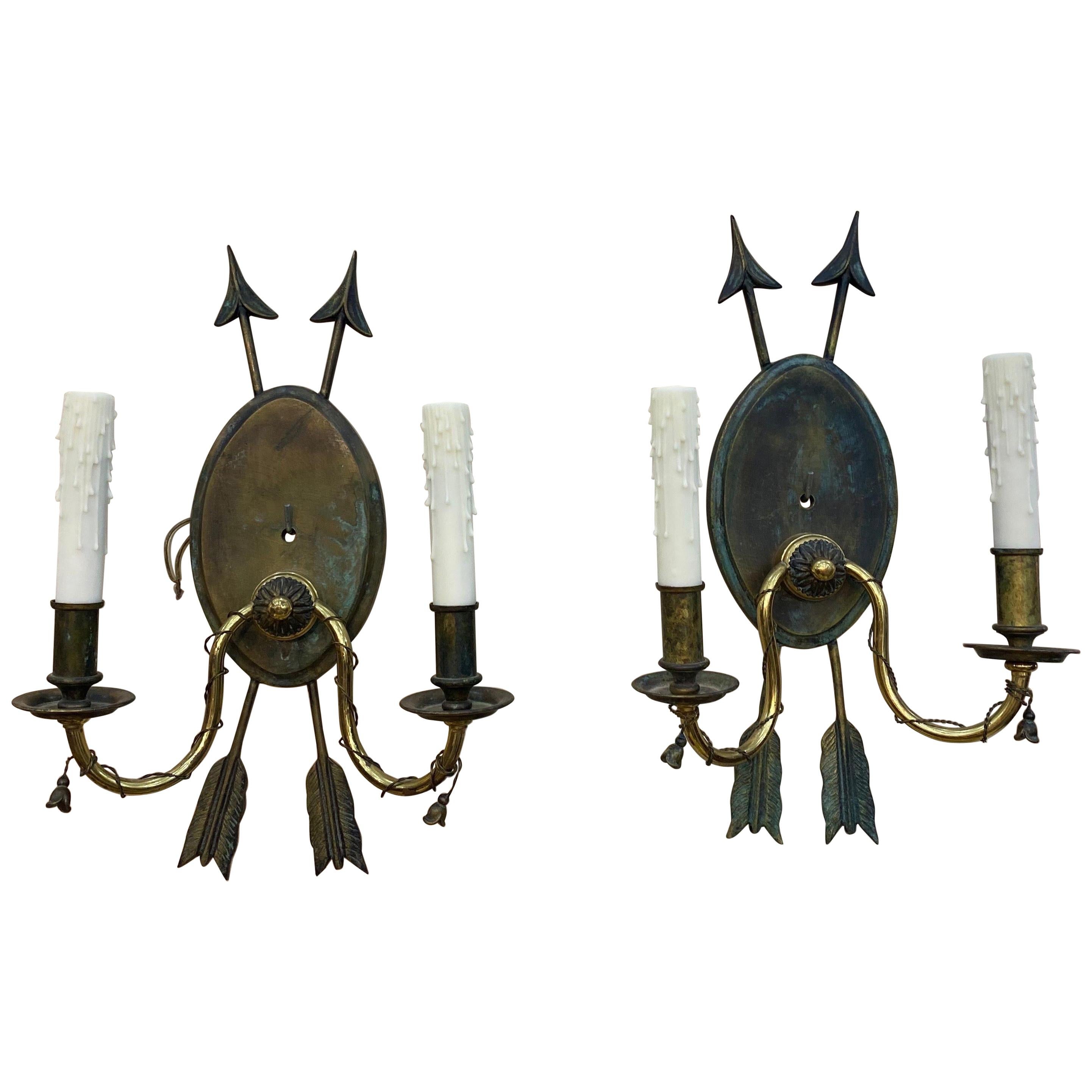 Great pair of Regency Style Arrow Sconces