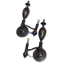 Great Pair of Rotating Chinoiserie Decorated Toll Sconces