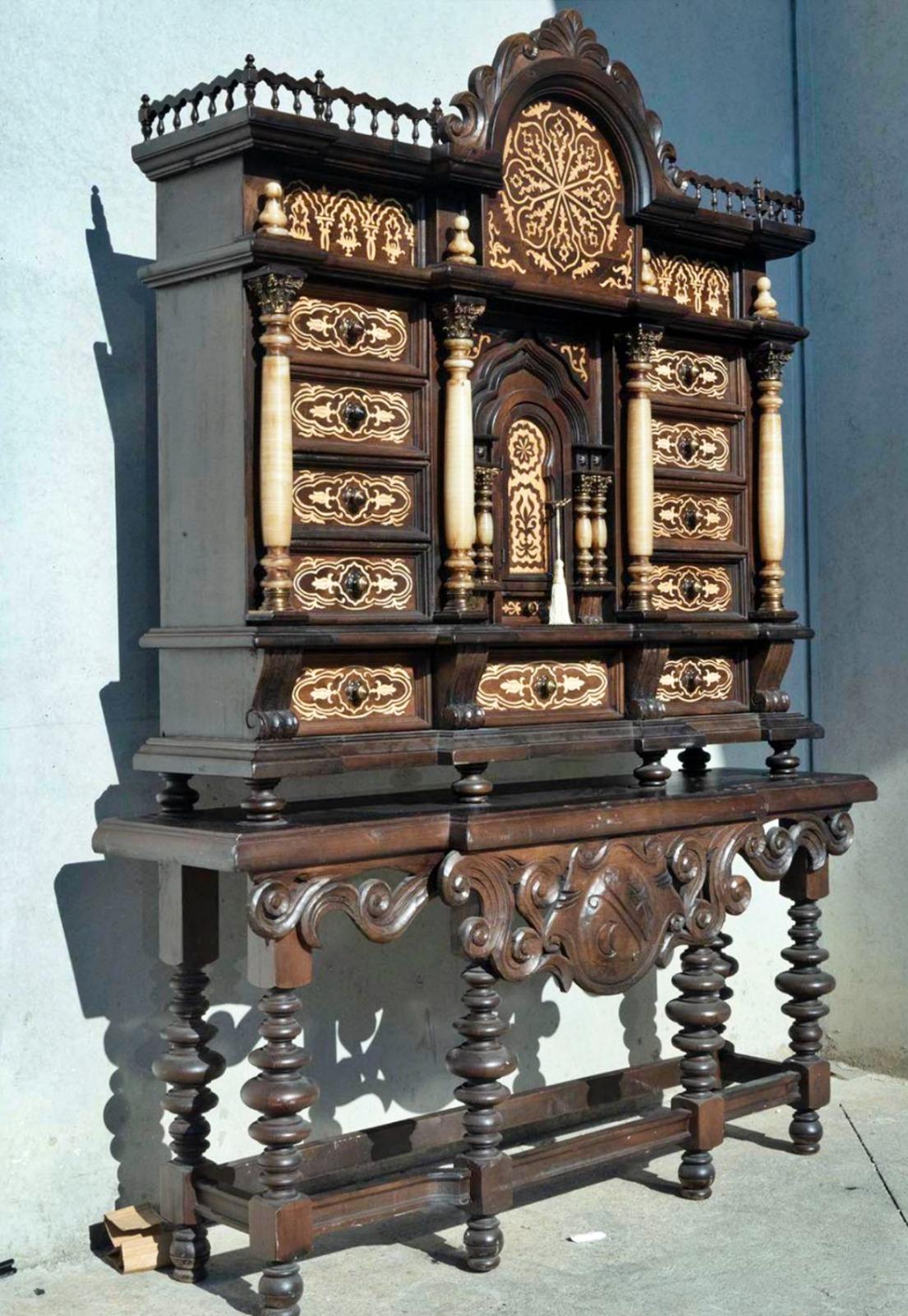 Walnut Great Pair of Spanish (Toledo ) Bargueño Cabinets 19th Century