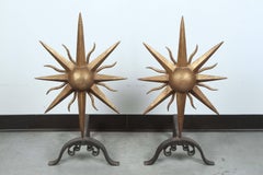 Superbe paire de chenets Sunburst