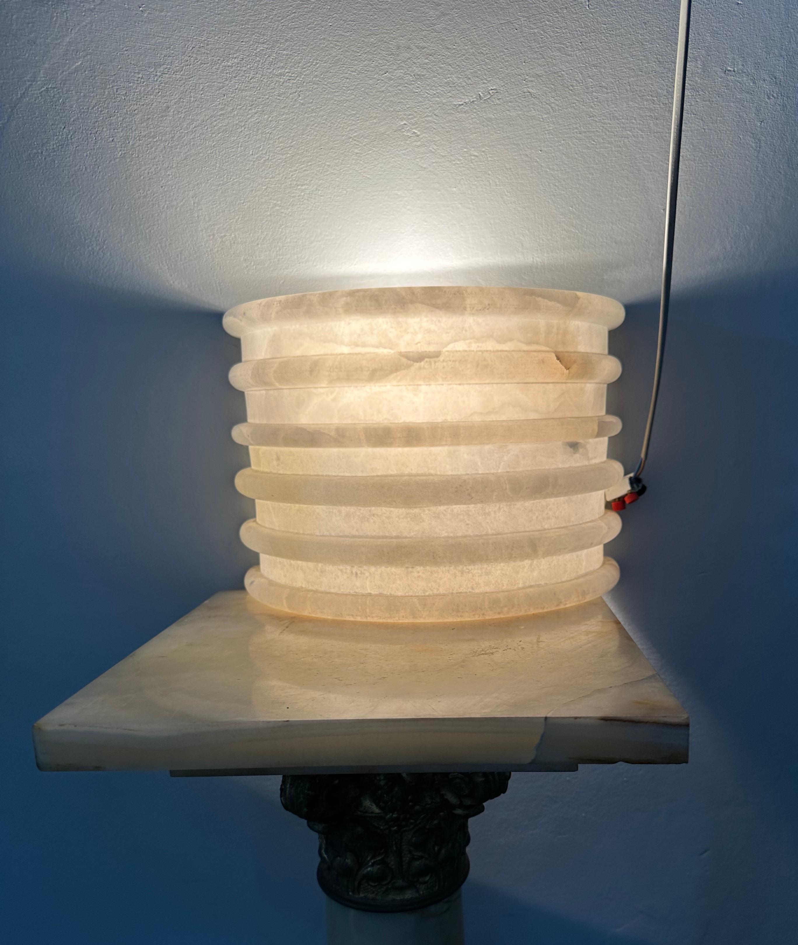 Great Pair and Shape Art Deco Style Alabaster Wall Sconces / Light Fixtures For Sale 6