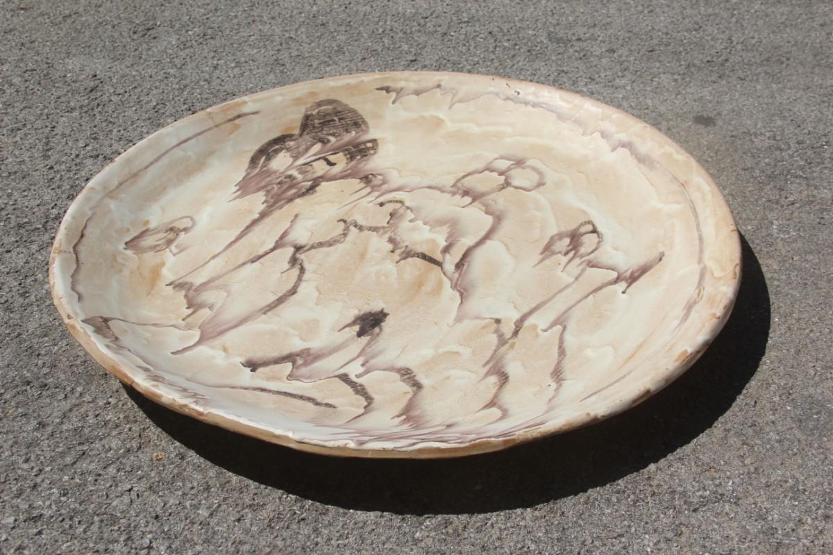 Great plate ceramic glazed woman nude Italian design 1960.