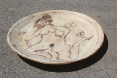 Great Plate Ceramic Glazed Woman Nude Italian Design 1960