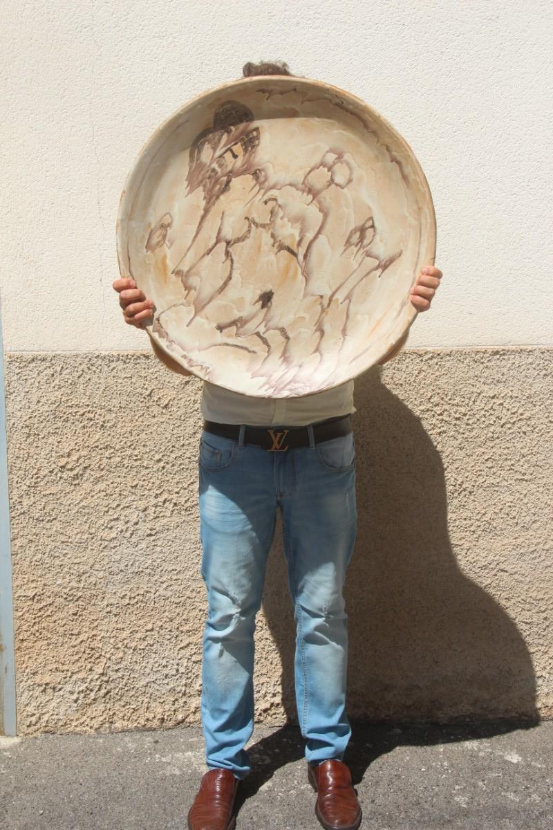 Great Plate Ceramic Glazed Woman Nude Italian Design 1960 For Sale 1