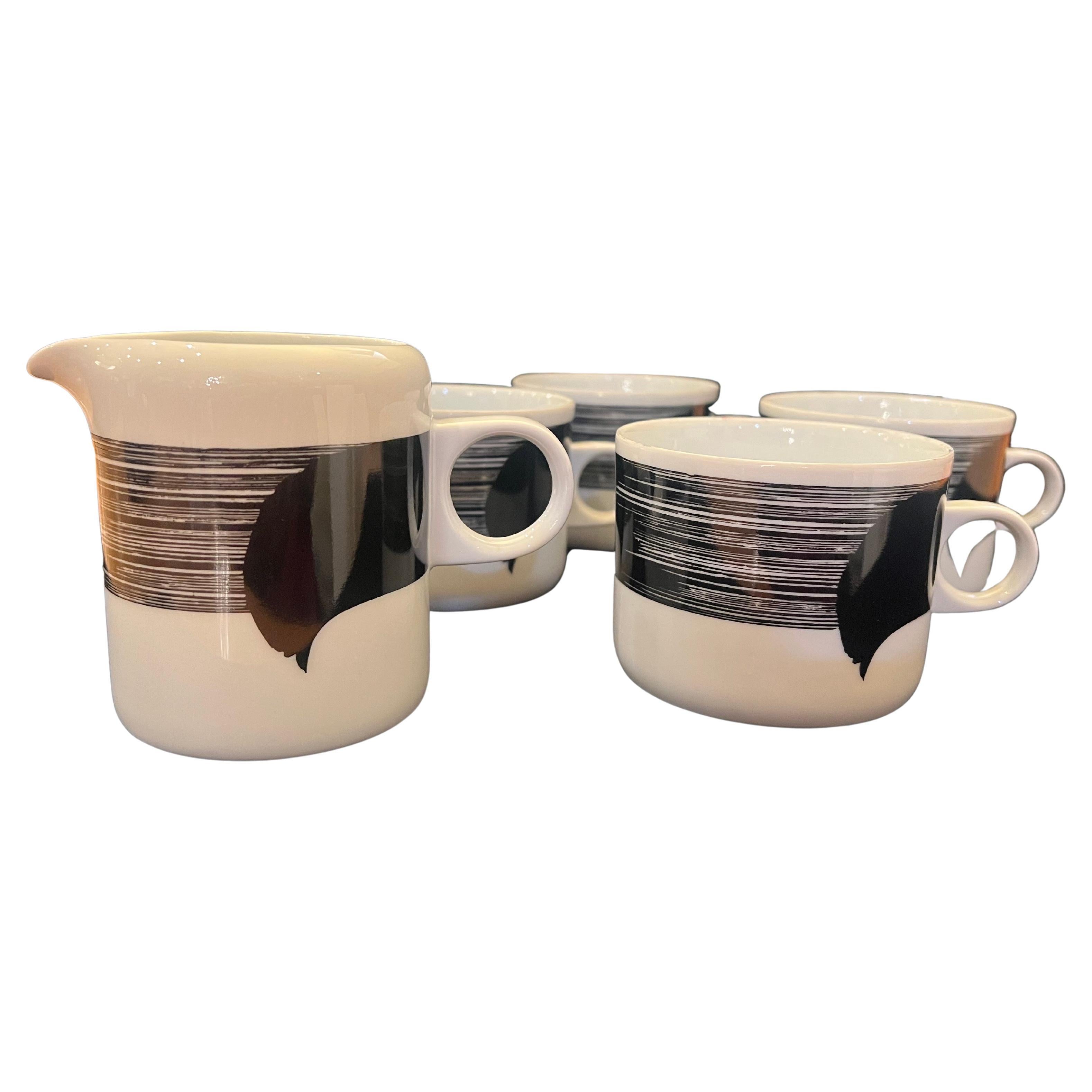 Great Postmodern Set 4 Cups & Creamer by Studio Nova Japan Memphis Era For Sale
