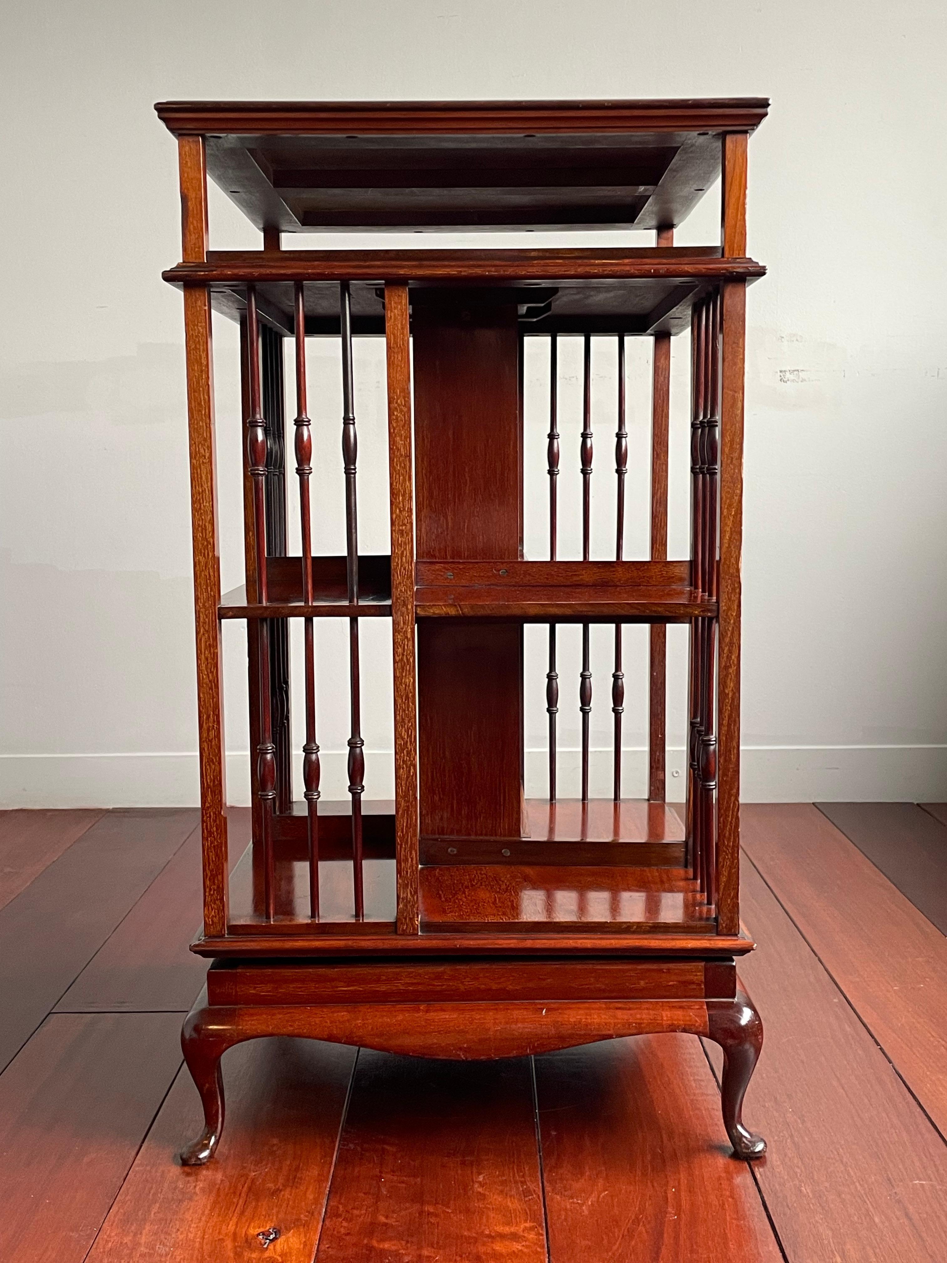 Great Quality Antique Queen Anne Style Revolving Bookcase by James Shoolbred For Sale 3