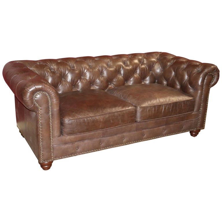 Great Quality Brown Genuine Top Grain Leather Sofa Settee Loveseat At 1stdibs Great Quality Brown Genuine Top Grain, Top Grain Leather Sofa Loveseat