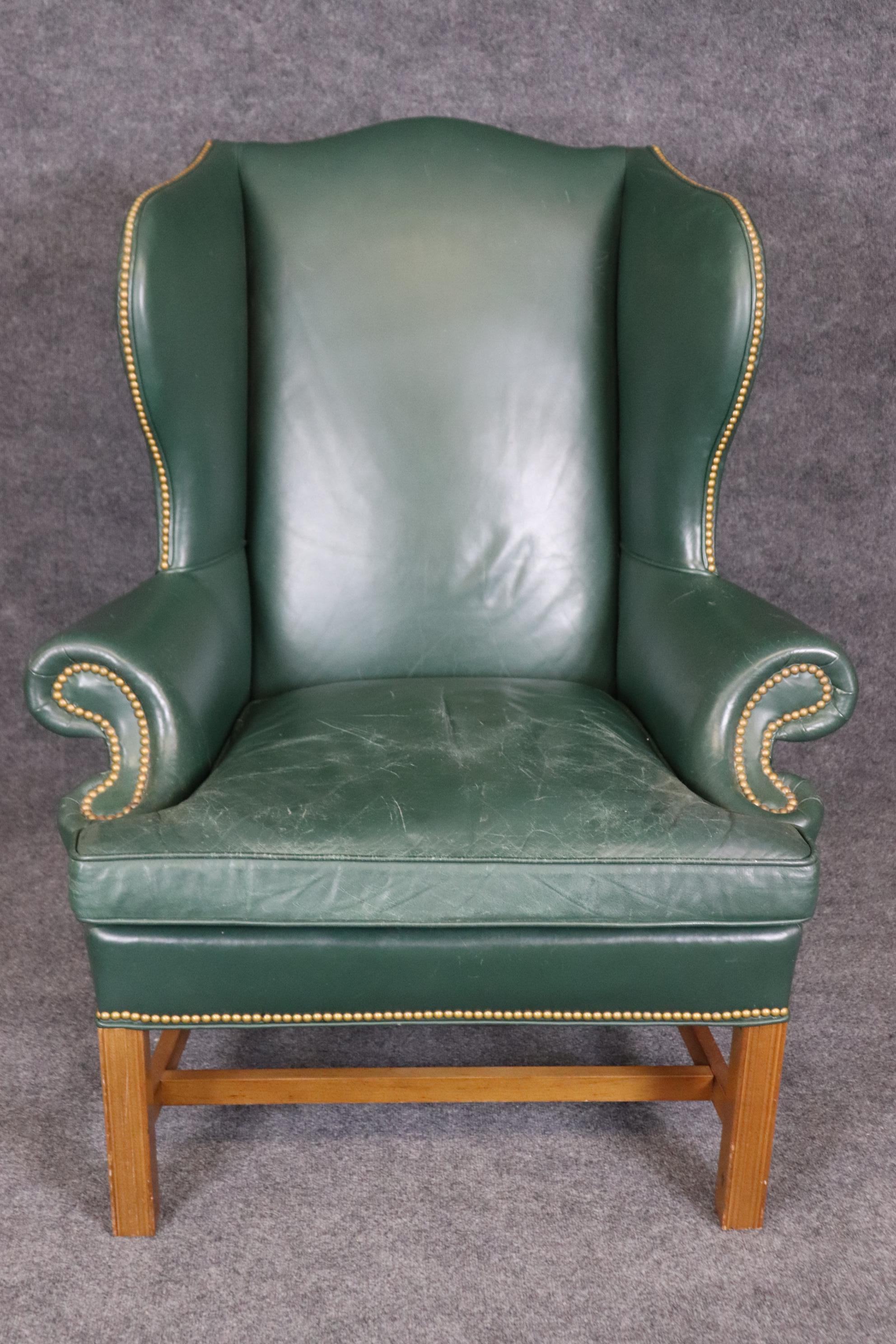 green leather chair