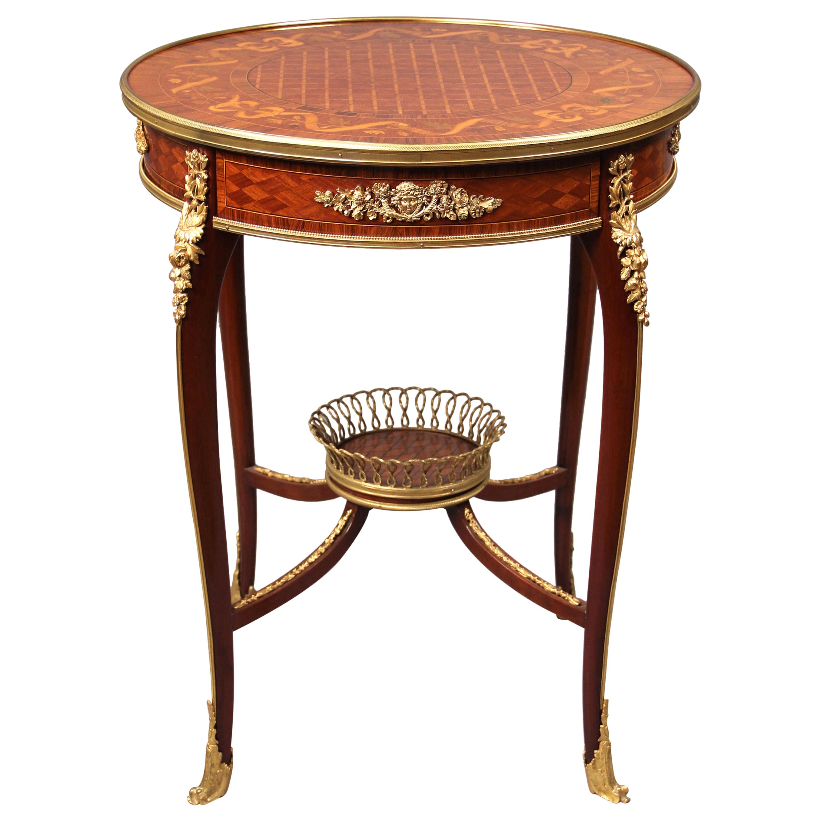 Great Quality Late 19th Century Parquetry Top Lamp Table For Sale