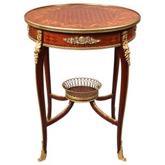 Table de lampe en marqueterie et parqueterie de grande qualité de la fin du 19e siècle