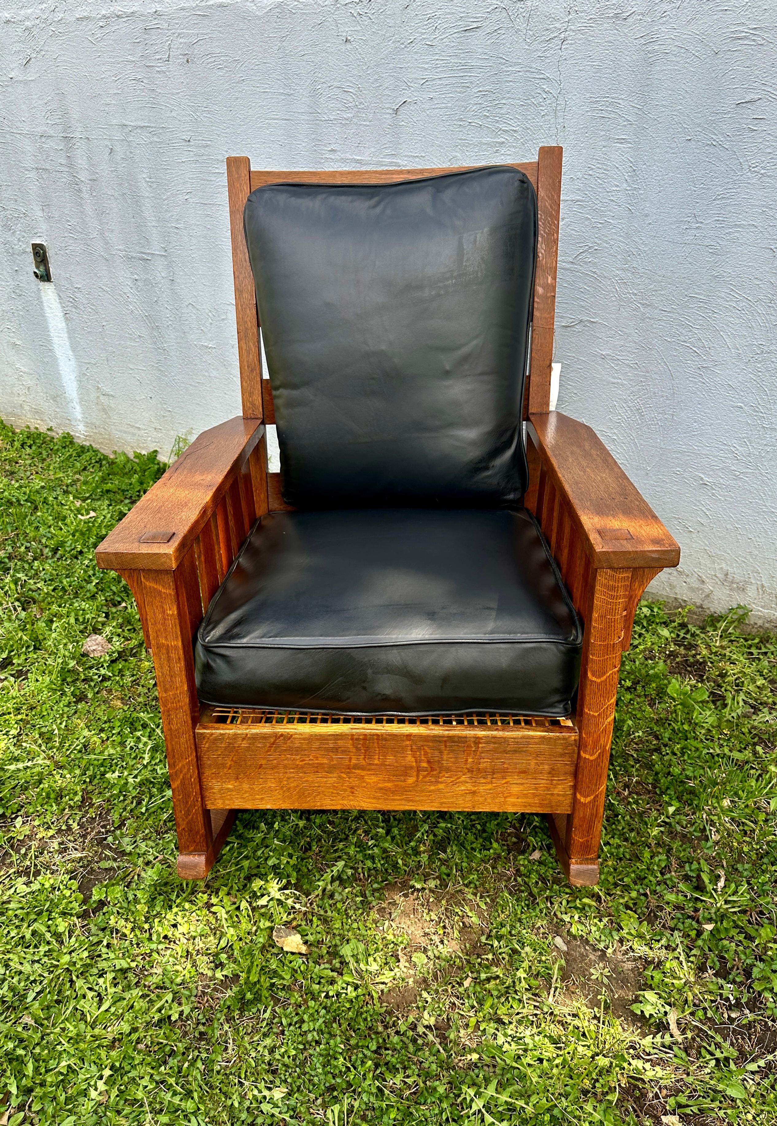 Great & Rare ANTIQUE   GUSTAV STICKLEY  Large Arm Rocker  Circa 1904 - W6058 12