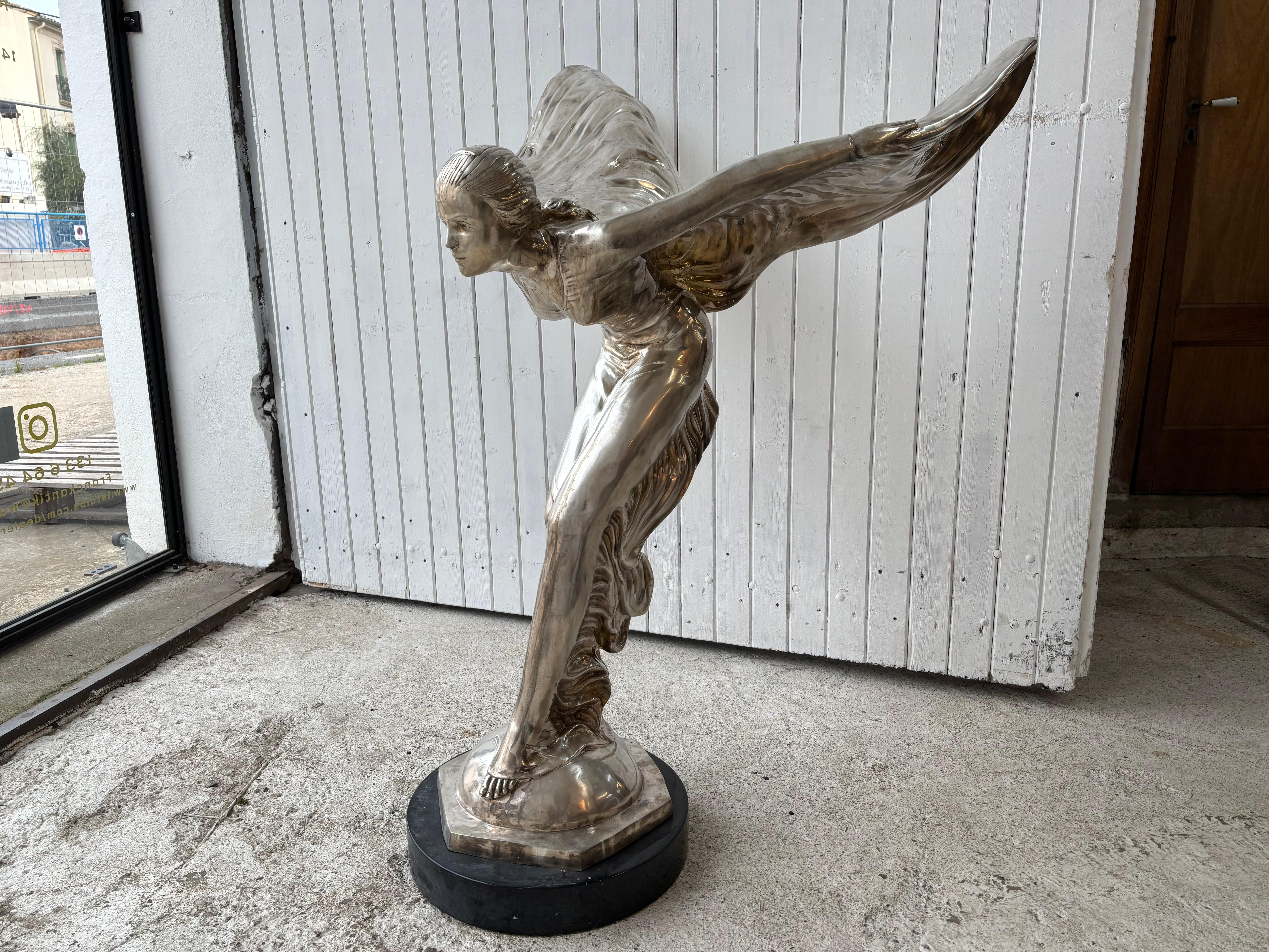 large silver bronze sculpture Rolls Royce, Spirit of extasy
we have a pair that was purchased from a car collector
Spirit of Ecstasy (