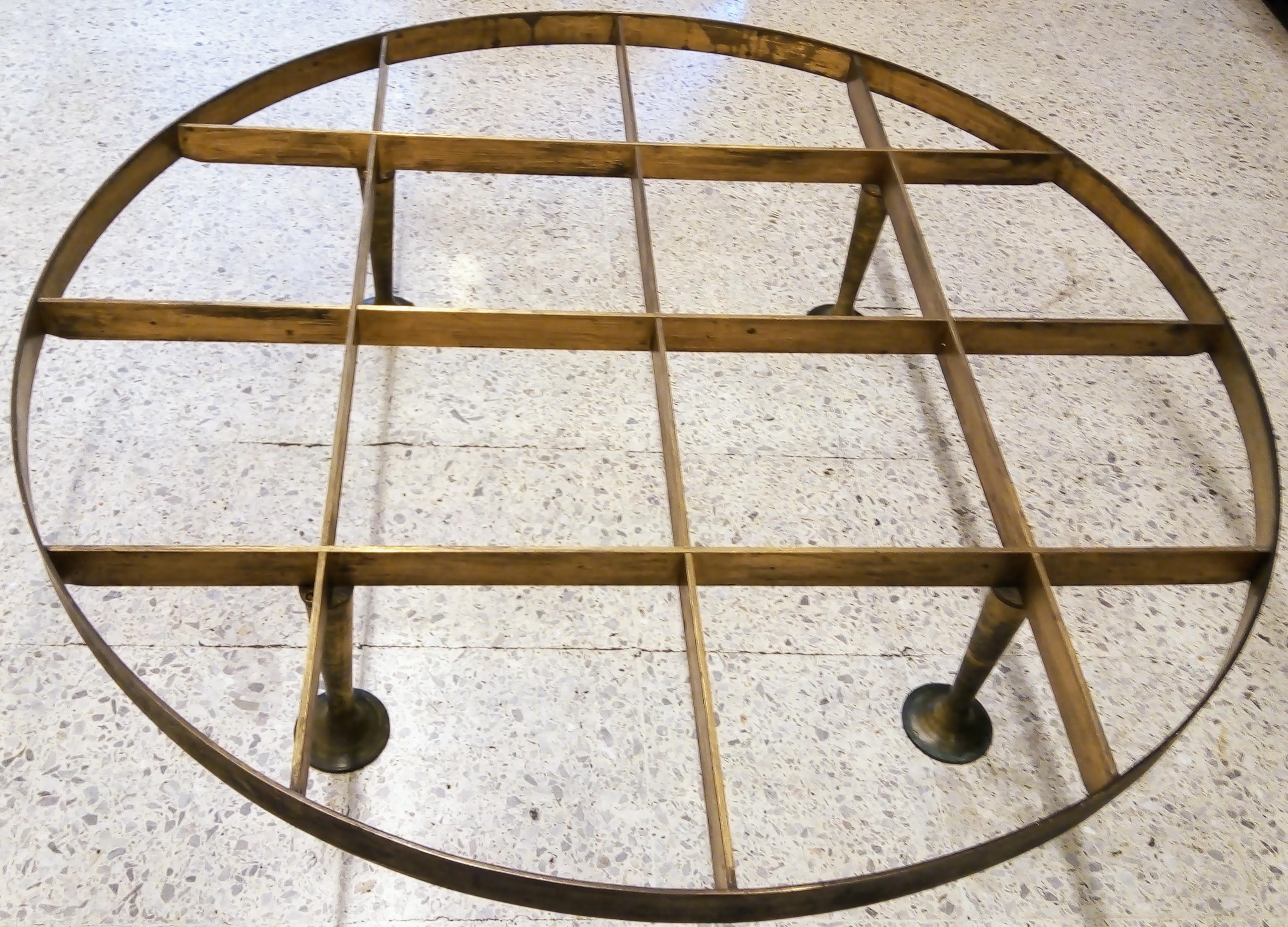 Welded Great Round Solid Brass Table Designed by Arturo Pani in the Style of Gio Ponti