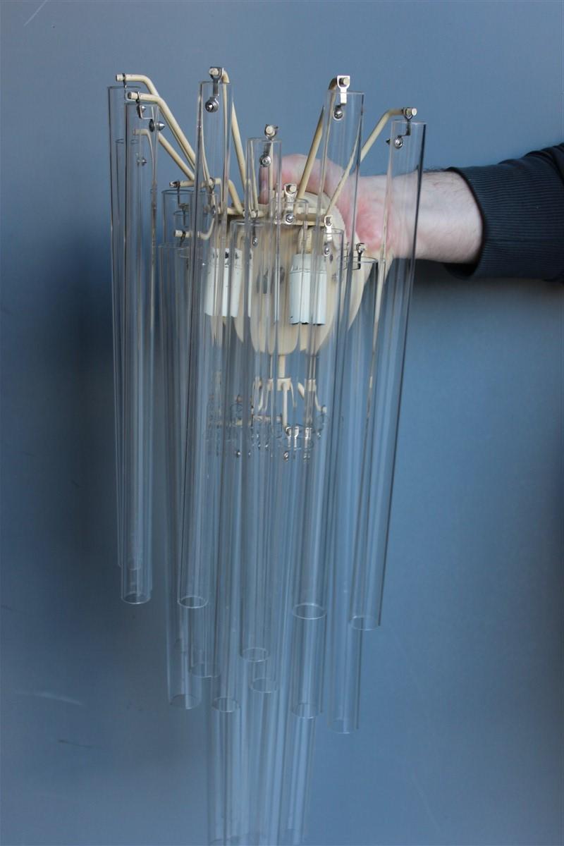 Mid-20th Century Great Sconce Venini Cannucce Straws 1960 Transparent Glass 1960 Marked Italian For Sale