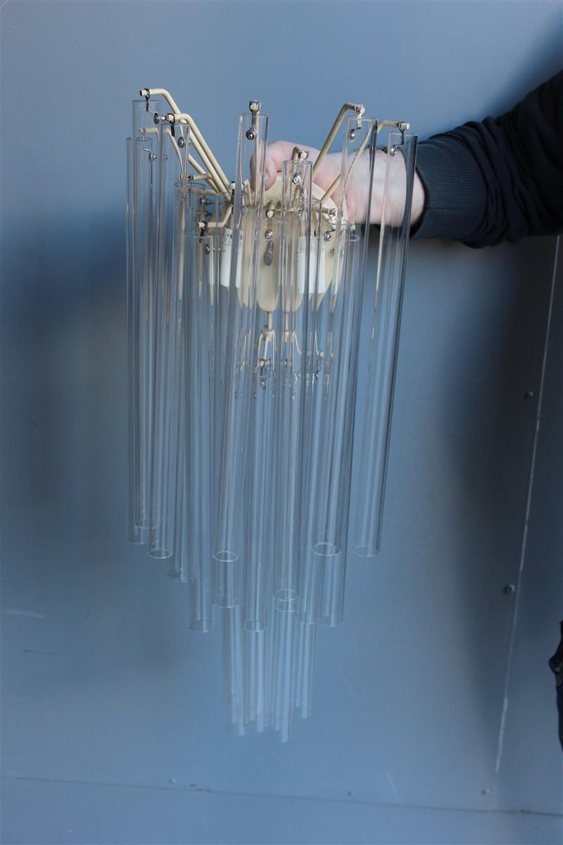 Great Sconce Venini Cannucce Straws 1960 Transparent Glass 1960 Marked Italian For Sale 1