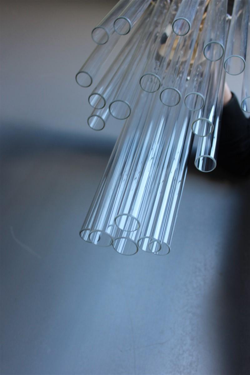Great Sconce Venini Cannucce Straws 1960 Transparent Glass 1960 Marked Italian For Sale 2