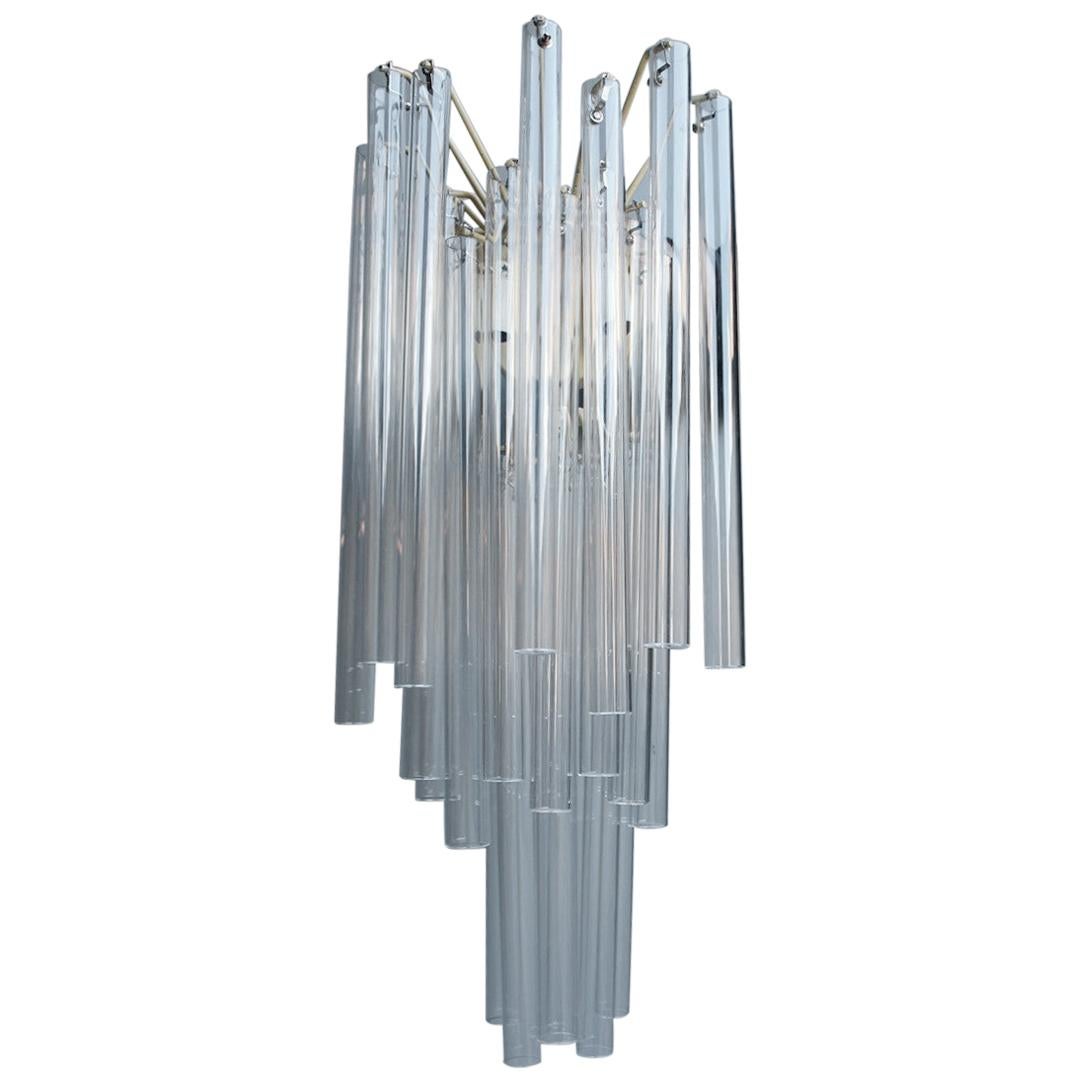 Great Sconce Venini Cannucce Straws 1960 Transparent Glass 1960 Marked Italian For Sale