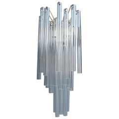 Grande Sconce Venini Cannucce 1960 Vetro Trasparente 1960 Marcato Italiano