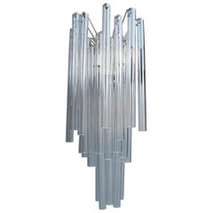 Grande Sconce Venini Cannucce Paille 1960 Verre Transparent 1960 Marqué Italien