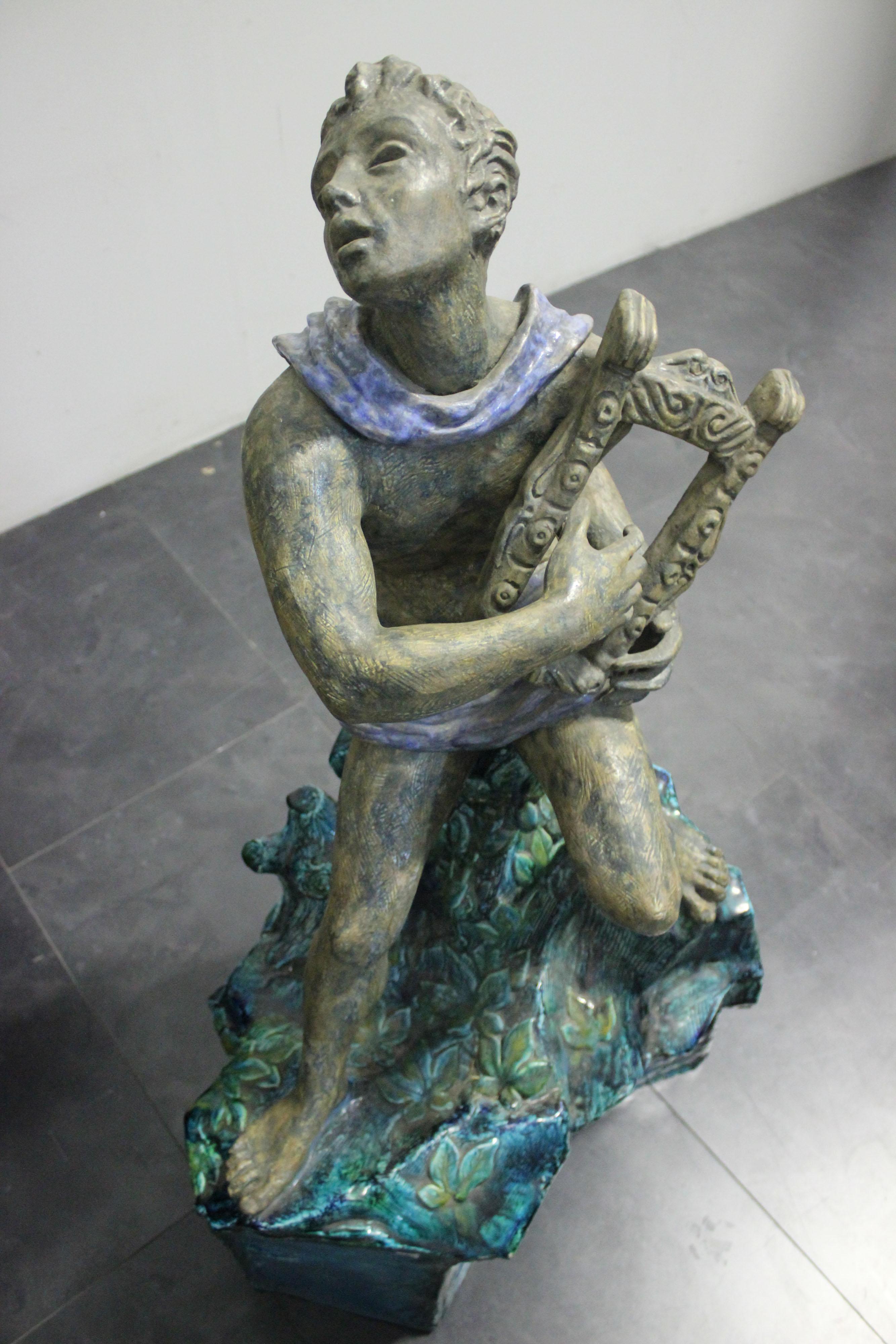 Mid-20th Century Great Sculpture Of Orpheus In Ceramic, San Polo Venice, 1940s