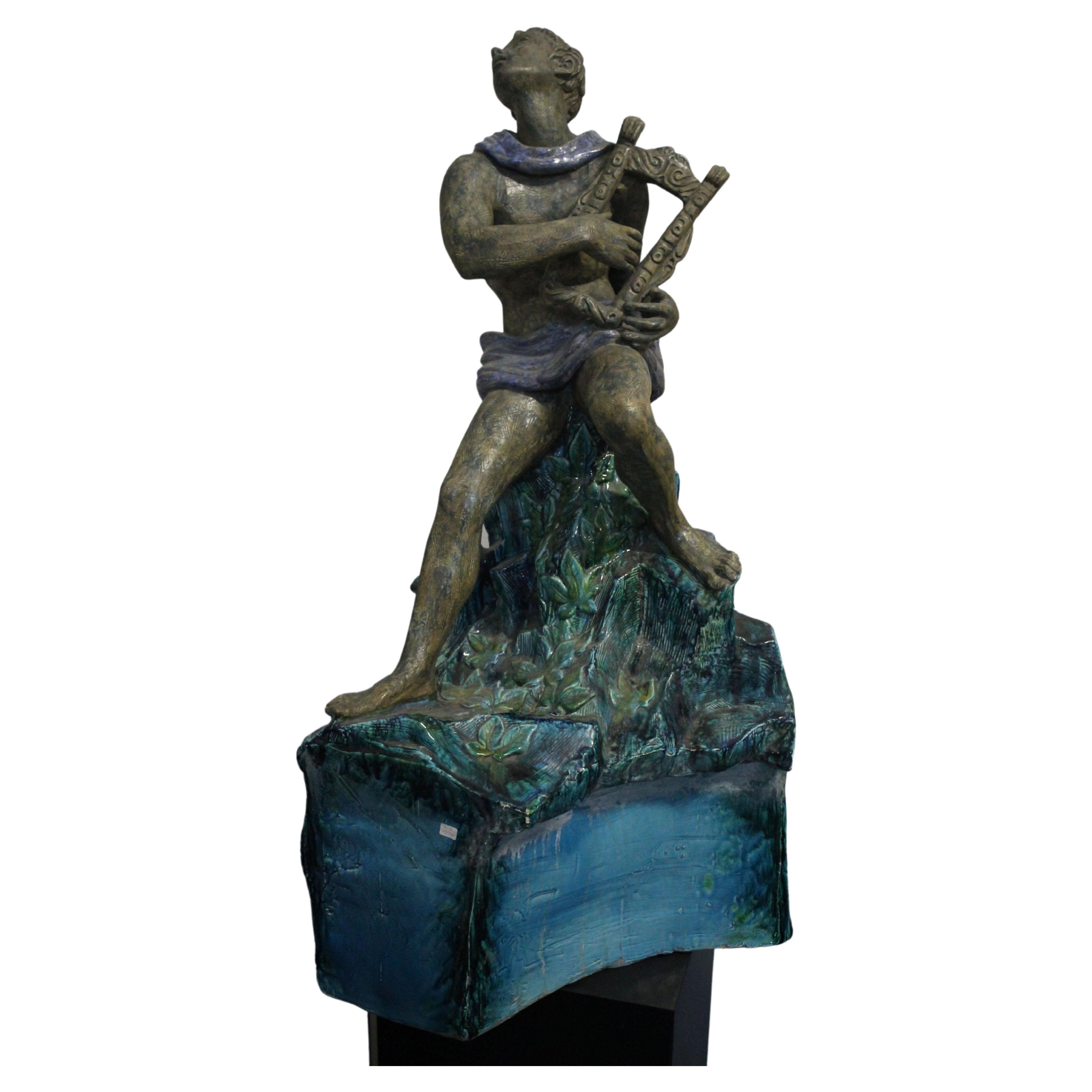 Great Sculpture Of Orpheus In Ceramic, San Polo Venice, 1940s