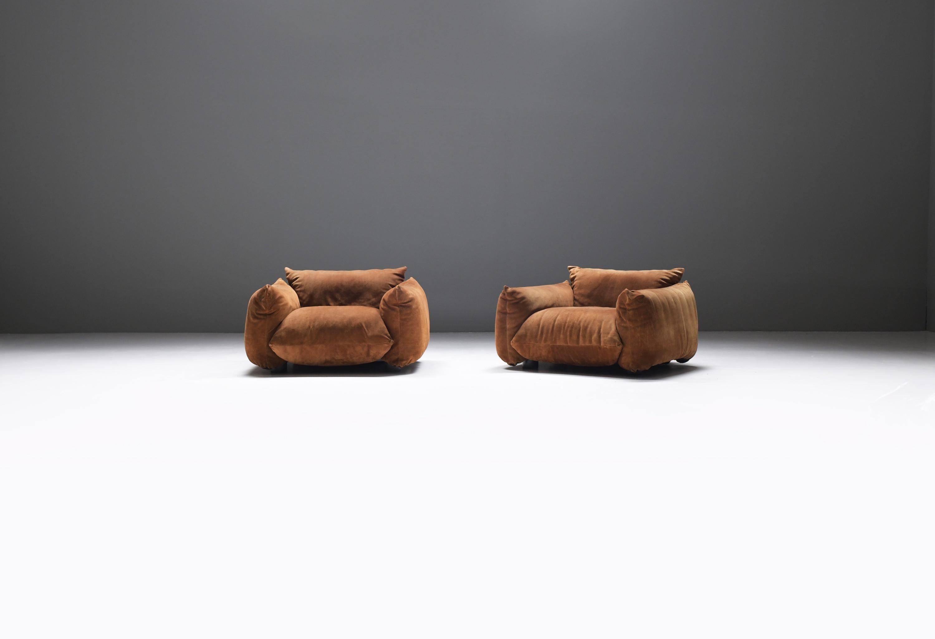 Mid-Century Modern Great set of 2 Marenco 1-seaters by Mario Marenco for ARFLEX. Signed!
