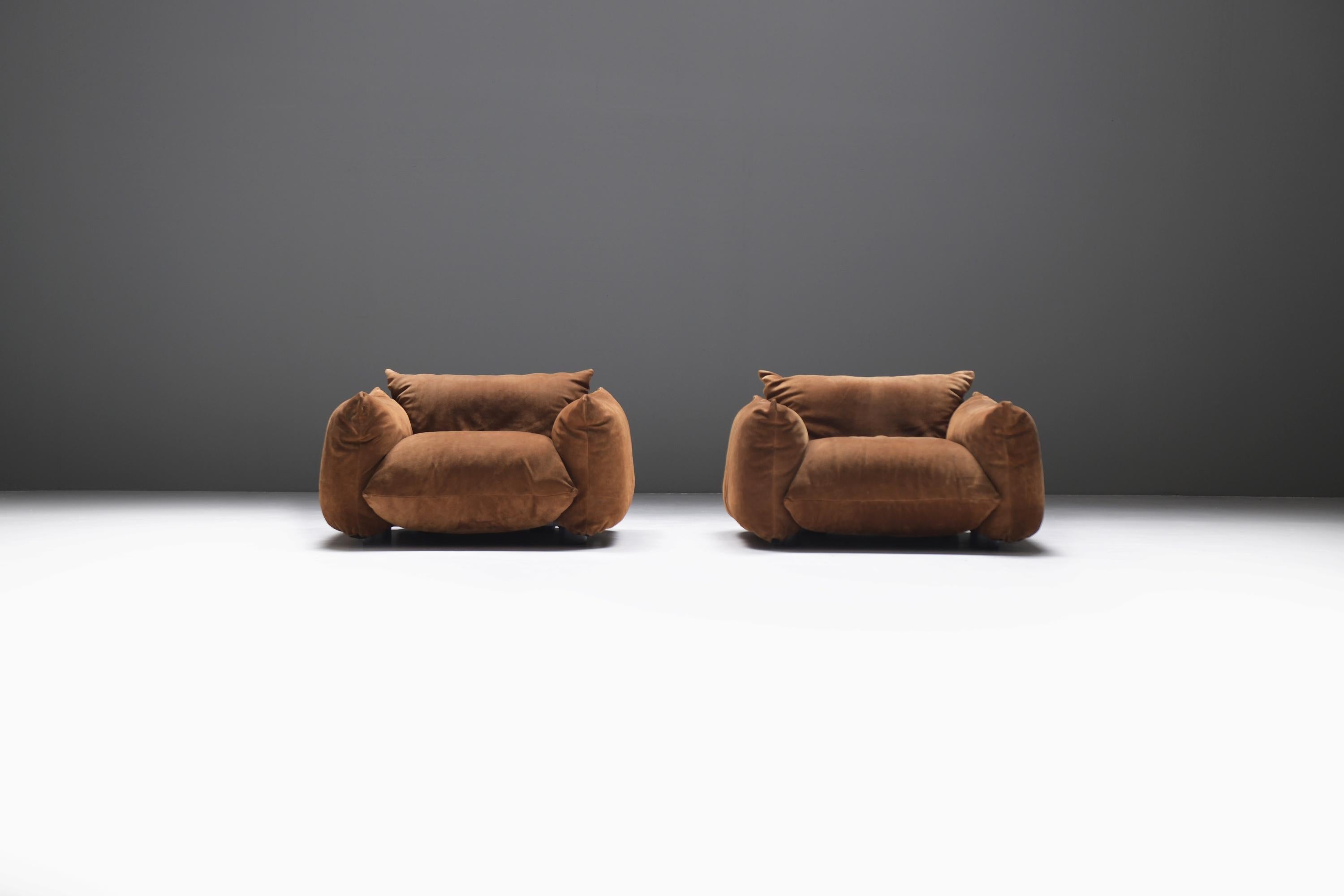 Italian Great set of 2 Marenco 1-seaters by Mario Marenco for ARFLEX. Signed!