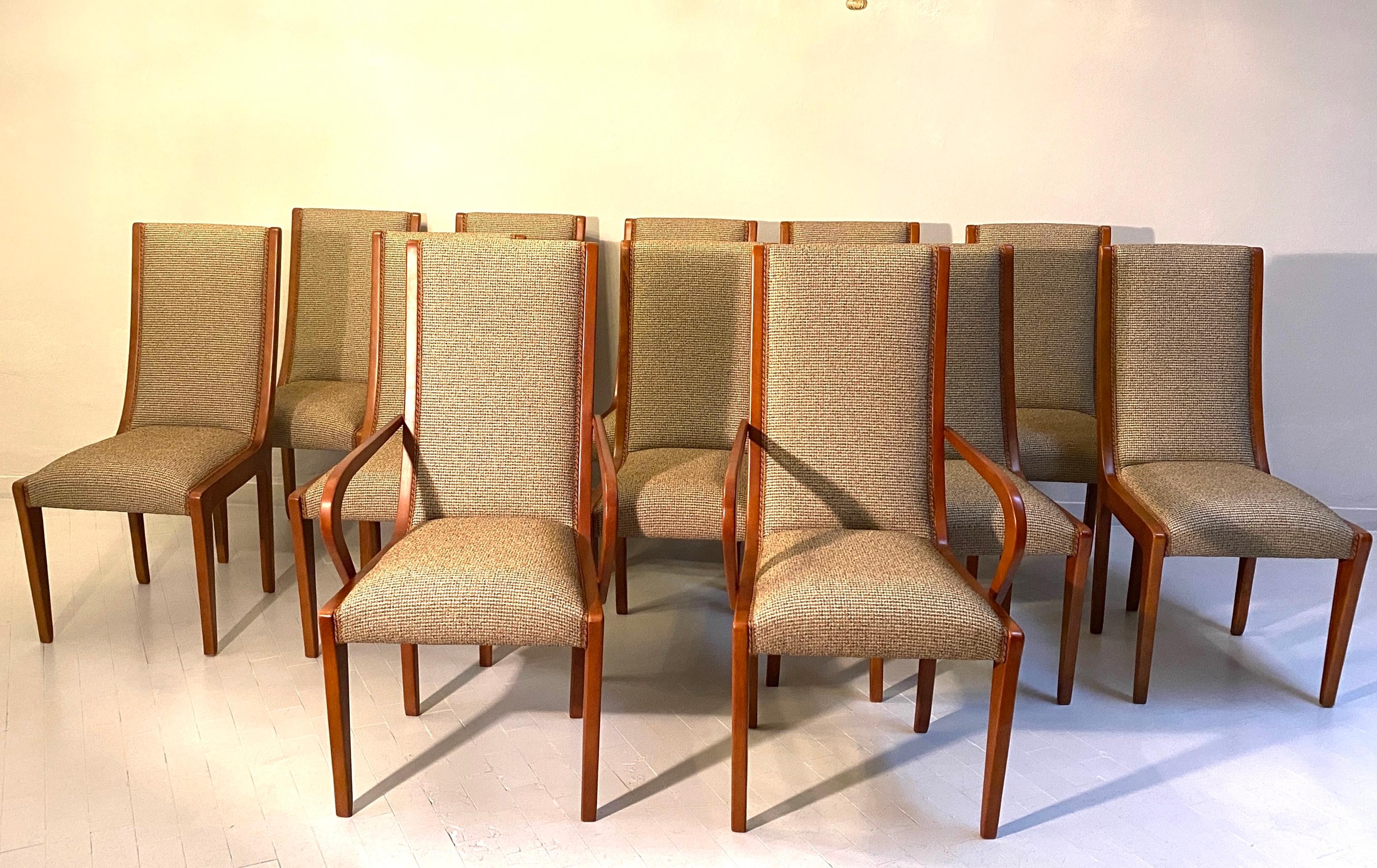 Great Set of 10 Chairs and 2 Armchairs Art Deco Style , Italy For Sale 5