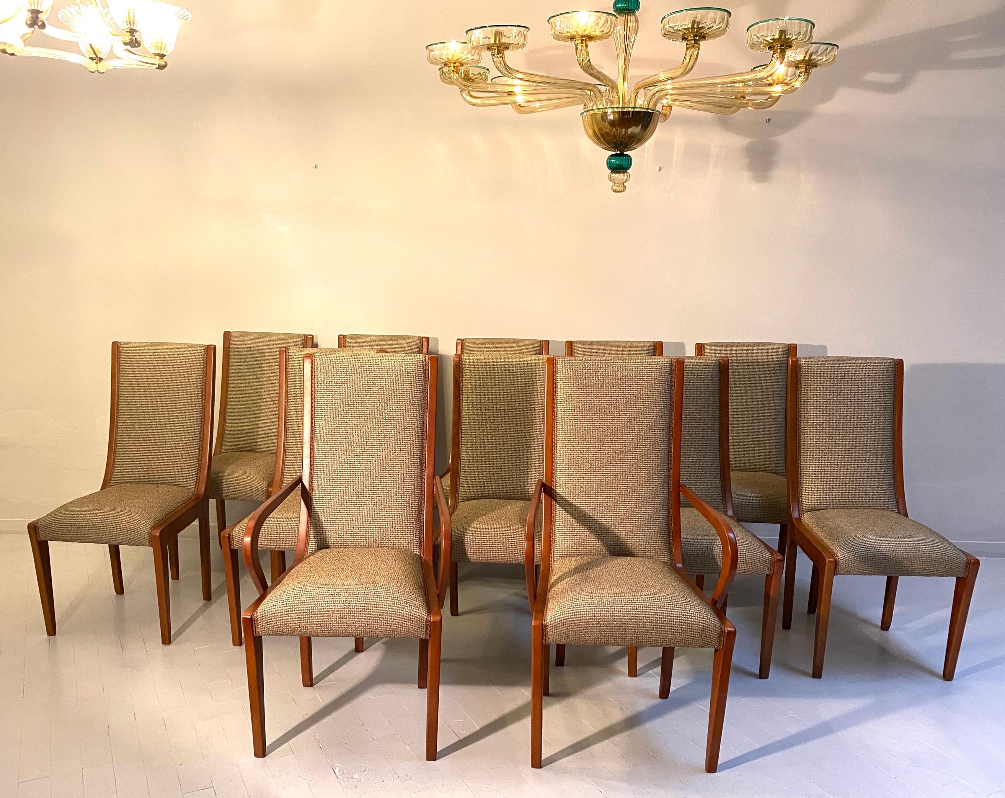 Great Set of 10 Chairs and 2 Armchairs Art Deco Style , Italy For Sale 6