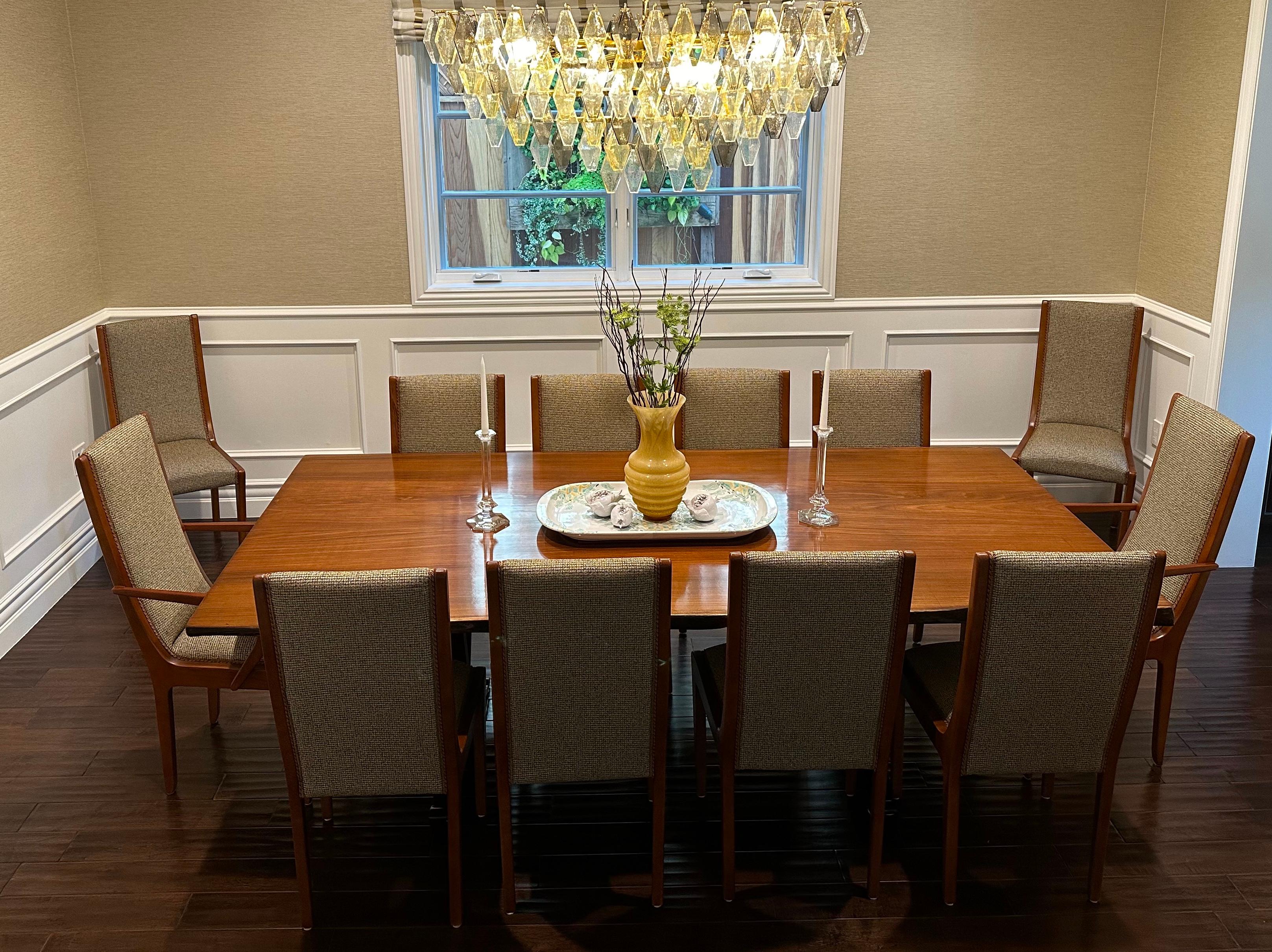 Beech Great Set of 10 Chairs and 2 Armchairs Art Deco Style , Italy For Sale