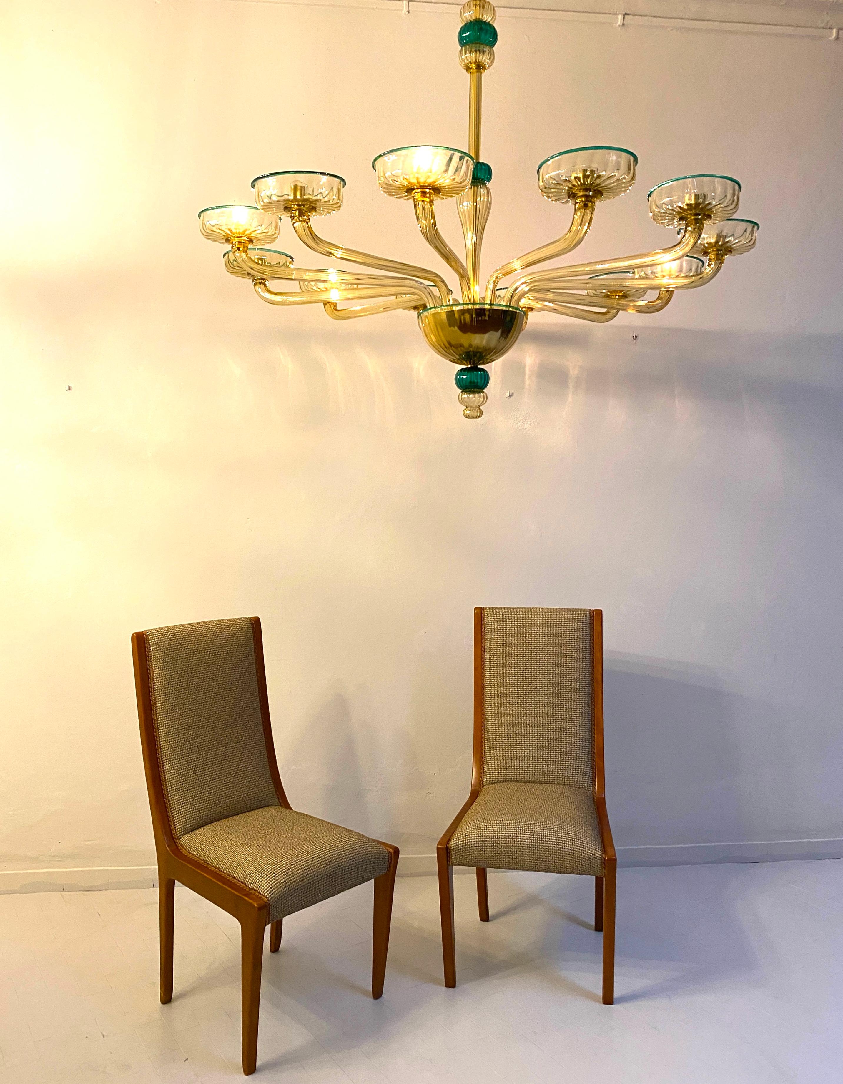 Great Set of 10 Chairs and 2 Armchairs Art Deco Style , Italy For Sale 2