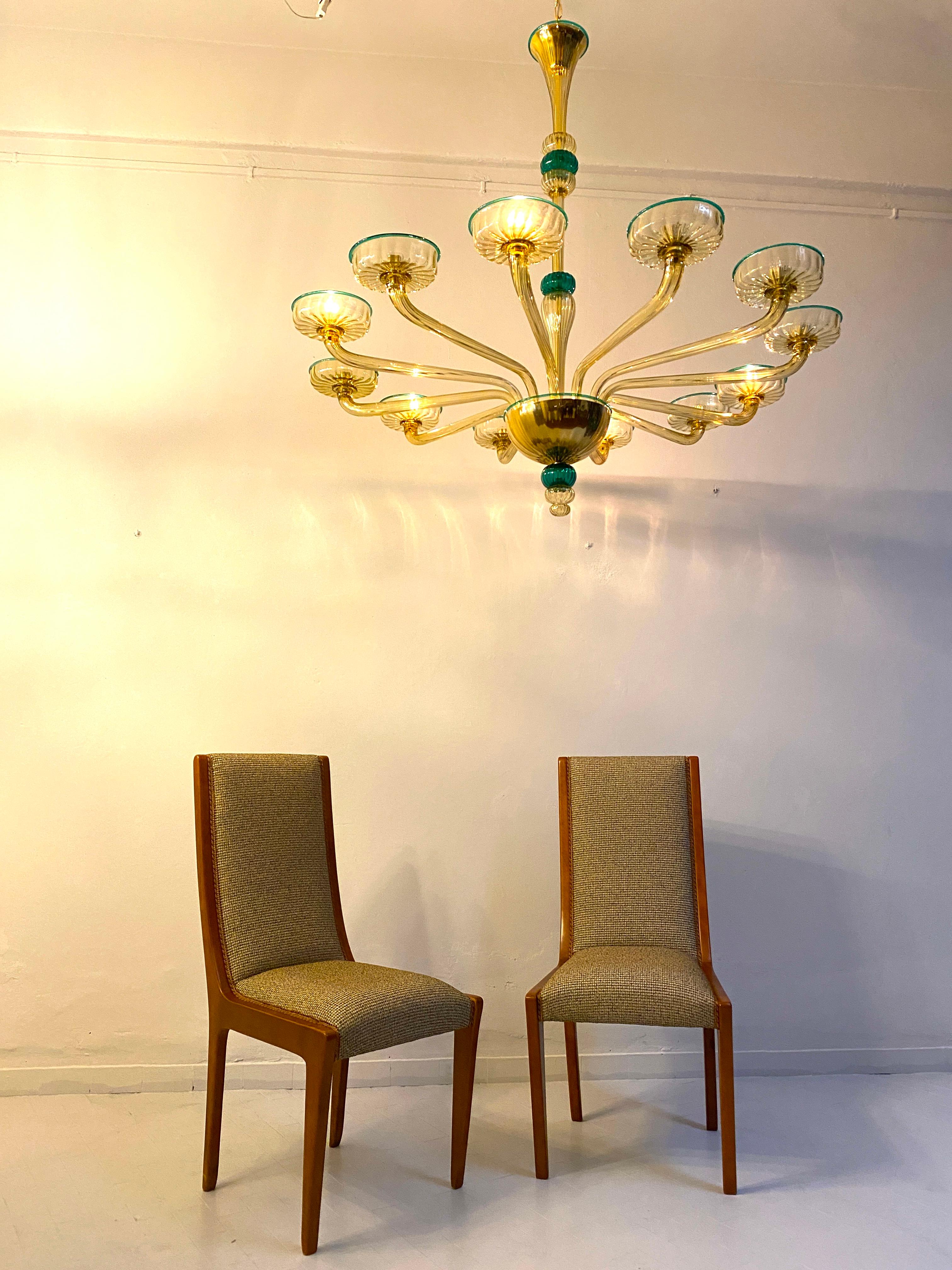 Great Set of 10 Chairs and 2 Armchairs Art Deco Style , Italy For Sale 3