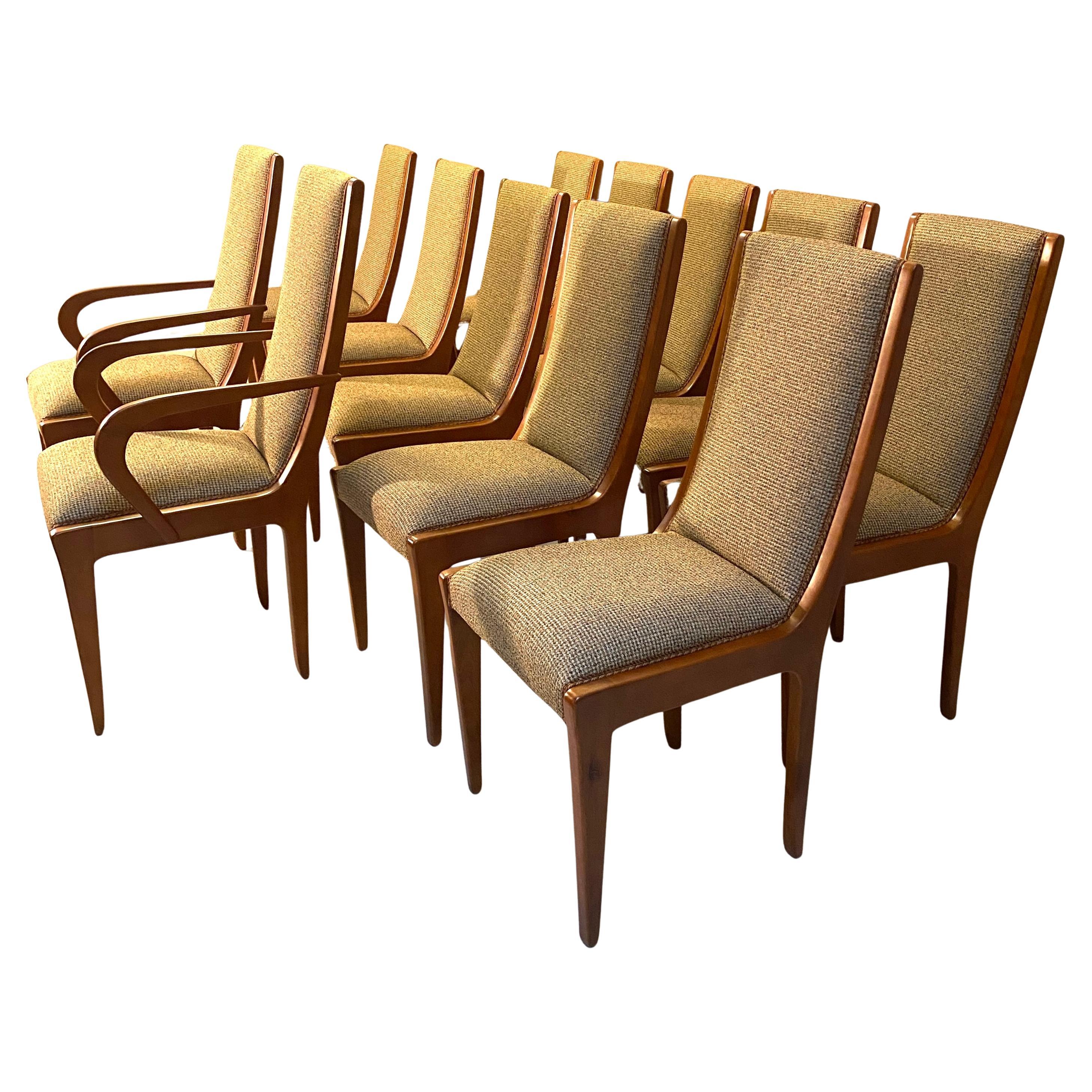 Great Set of 10 Chairs and 2 Armchairs Art Deco Style , Italy For Sale