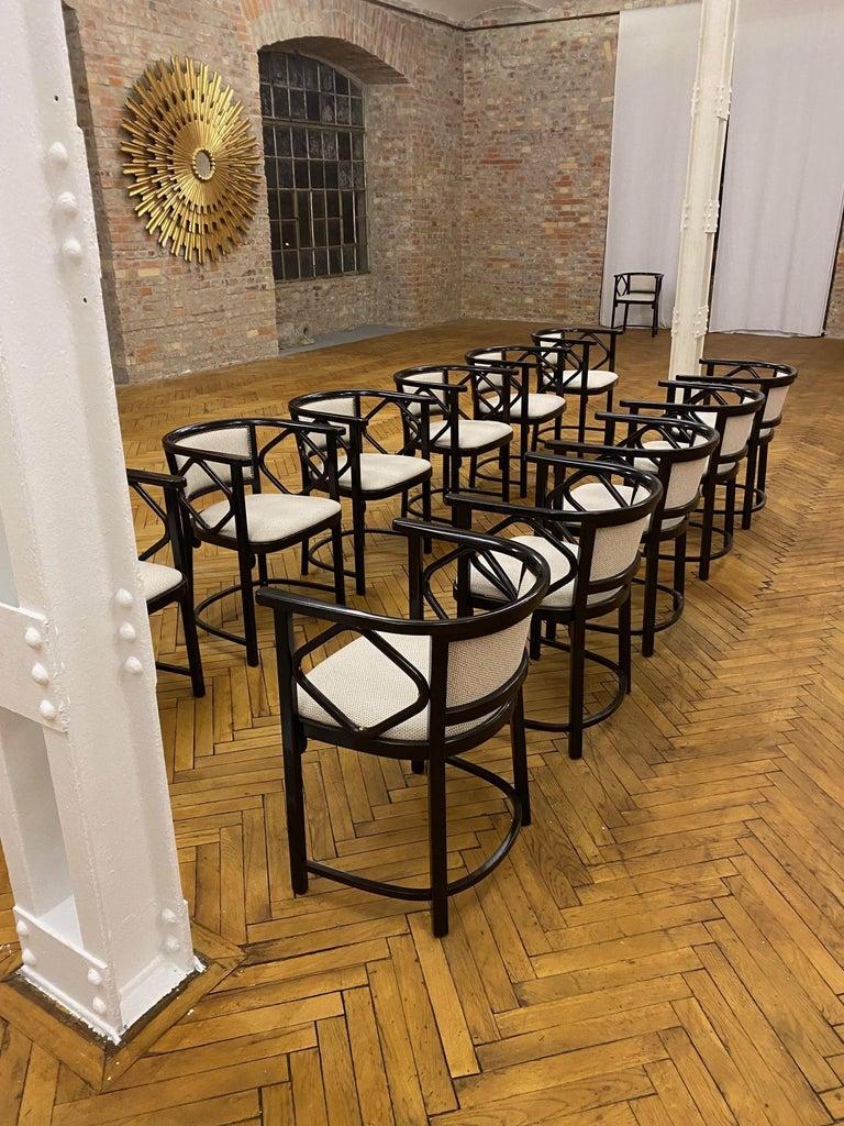 Great Set of 12 Armchairs by Thonet, Austria Josef Hoffmann Design For Sale 4