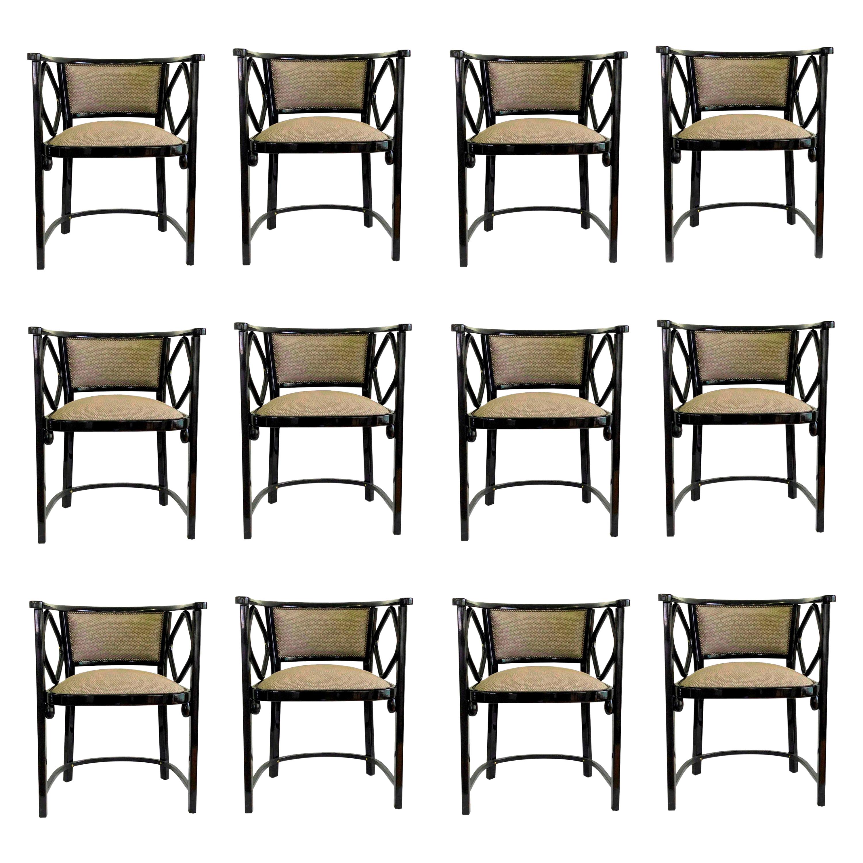 Great Set of 12 Armchairs by Thonet, Austria Josef Hoffmann Design
