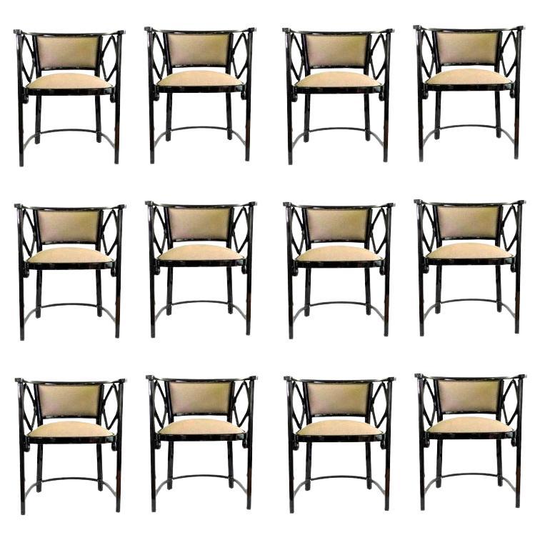 Great Set of 12 Armchairs by Thonet, Austria Josef Hoffmann Design For Sale