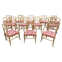 Great Set of 12 Paint Decorated 19th Century Faux Bamboo Armchairs