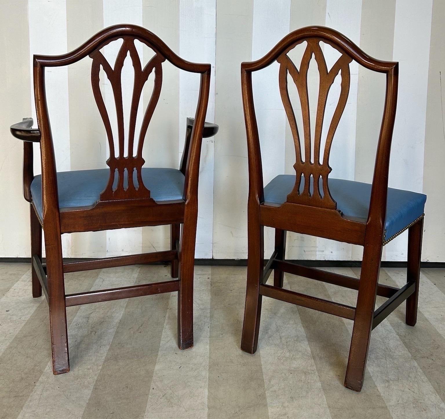 Grande set di 6 sedie da pranzo in mogano con schienale a scudo in stile Feder del XIX secolo in vendita 1