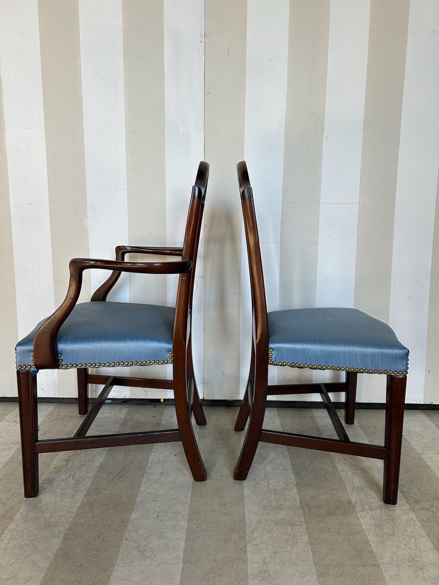 Grande set di 6 sedie da pranzo in mogano con schienale a scudo in stile Feder del XIX secolo in vendita 2