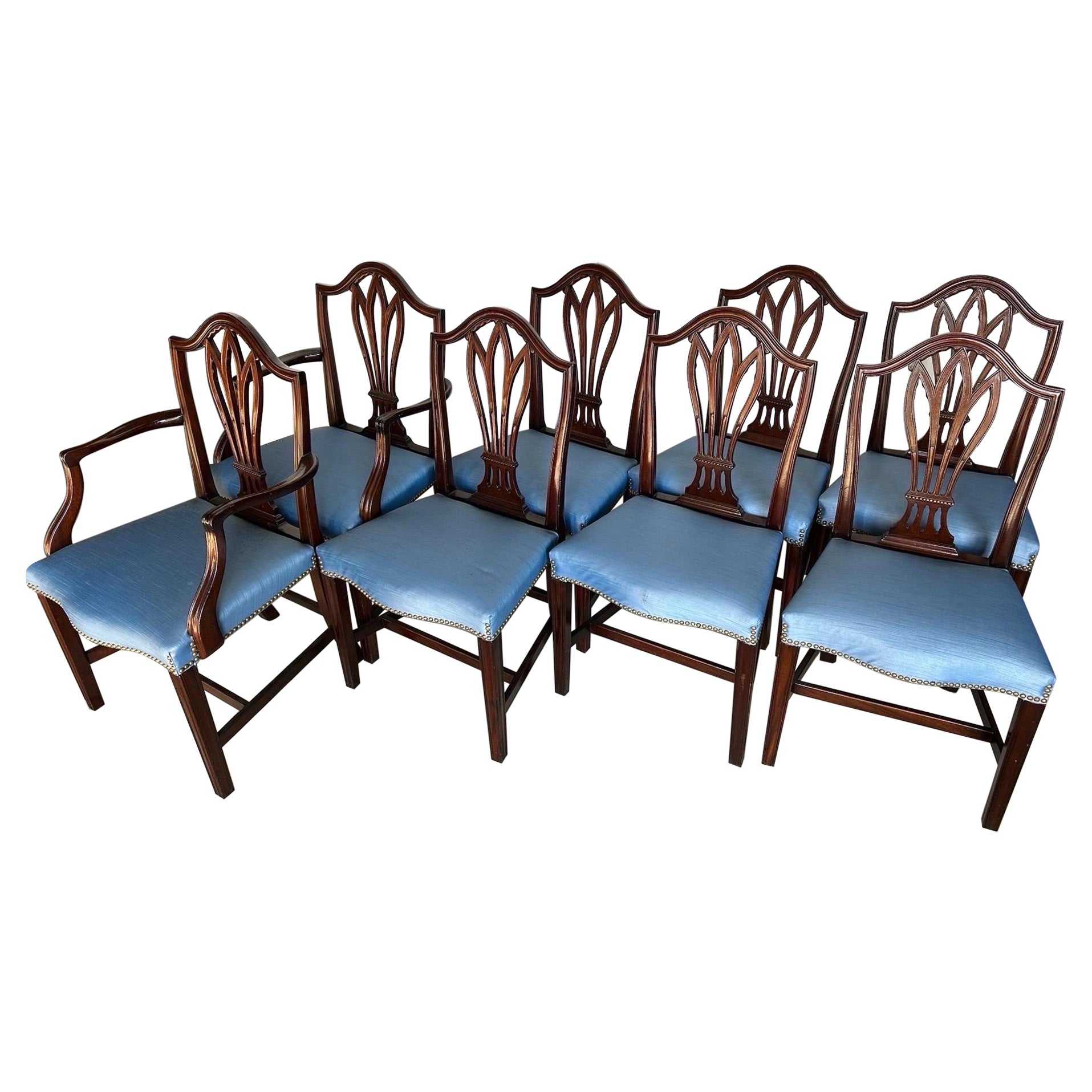 Grande set di 6 sedie da pranzo in mogano con schienale a scudo in stile Feder del XIX secolo