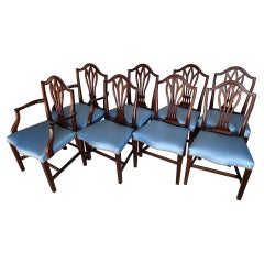 Grande set di 6 sedie da pranzo in mogano con schienale a scudo in stile Feder del XIX secolo