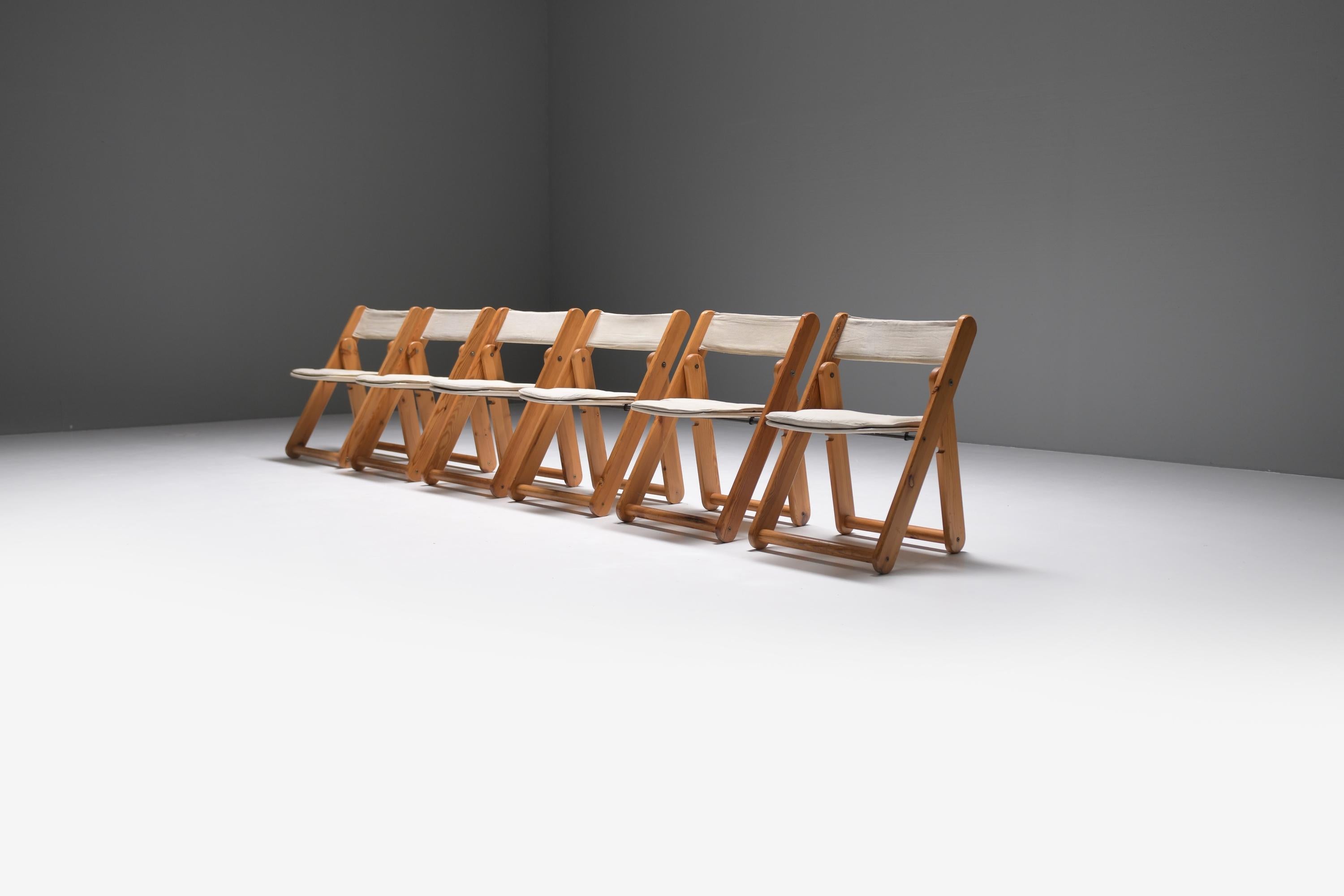 Suédois Superbe ensemble de 6 chaises de salle à manger Kon-Tiki de Gillis Lundgren pour Ikea Suède en vente