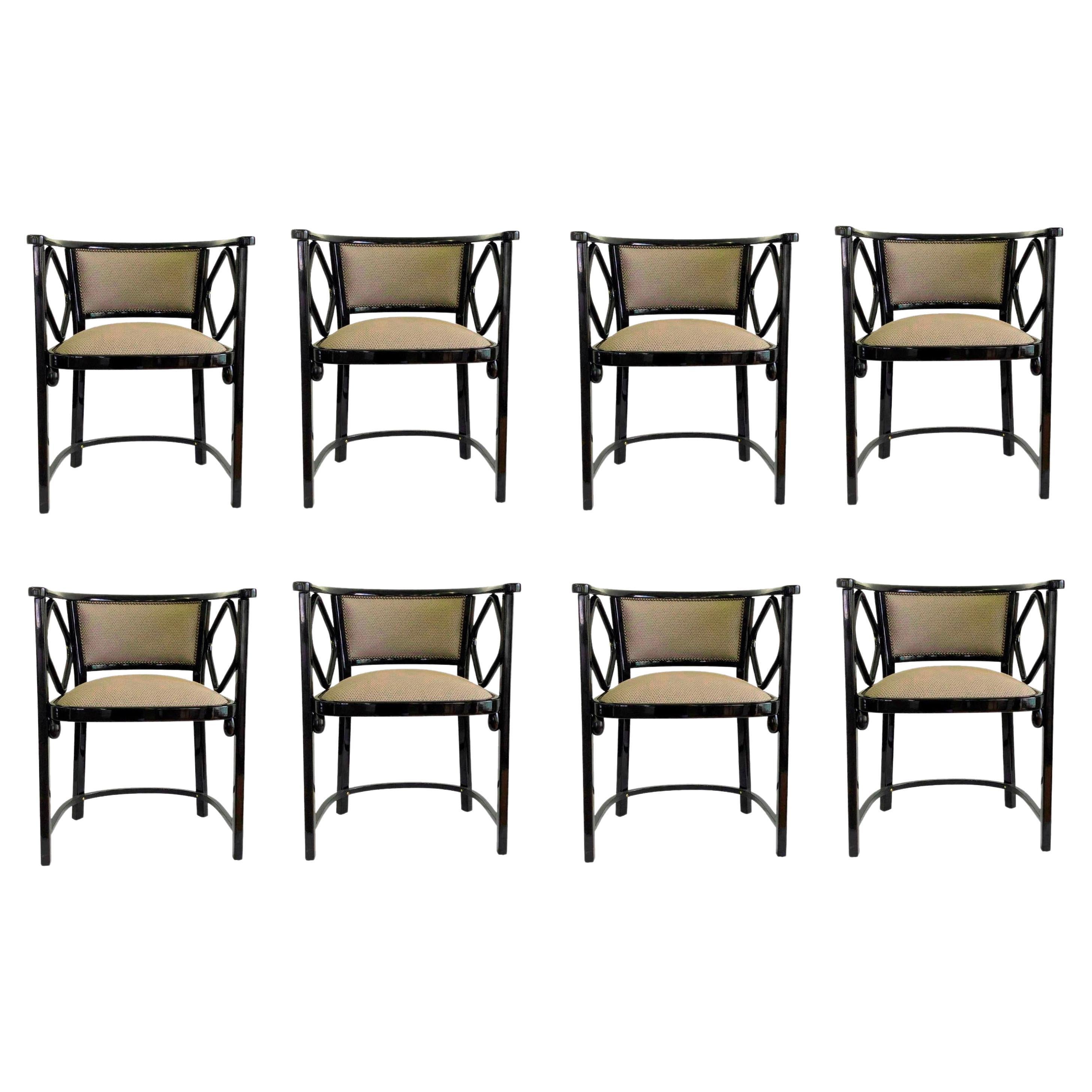 Great Set of 8 Armchairs by Thonet, Austria Josef Hoffmann Design For Sale