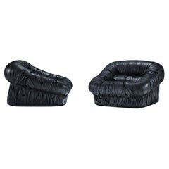 Great set of black leather Lounge chairs by De Pas D’Urbino Lomazzi - Dall’Oca