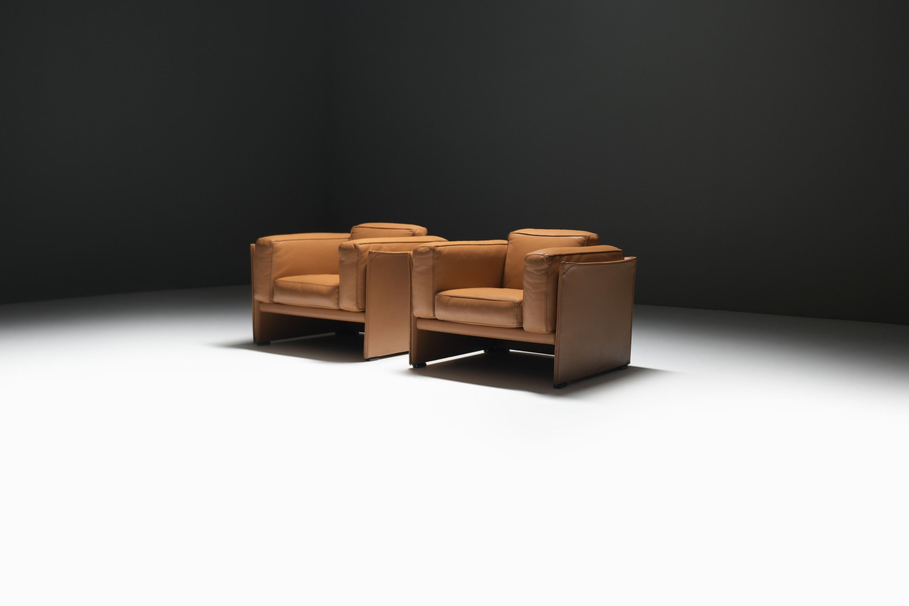 Mid-Century Modern Superbe ensemble de fauteuils DUC 405 en cuir de Mario Bellini pour CASSINA Italie en vente