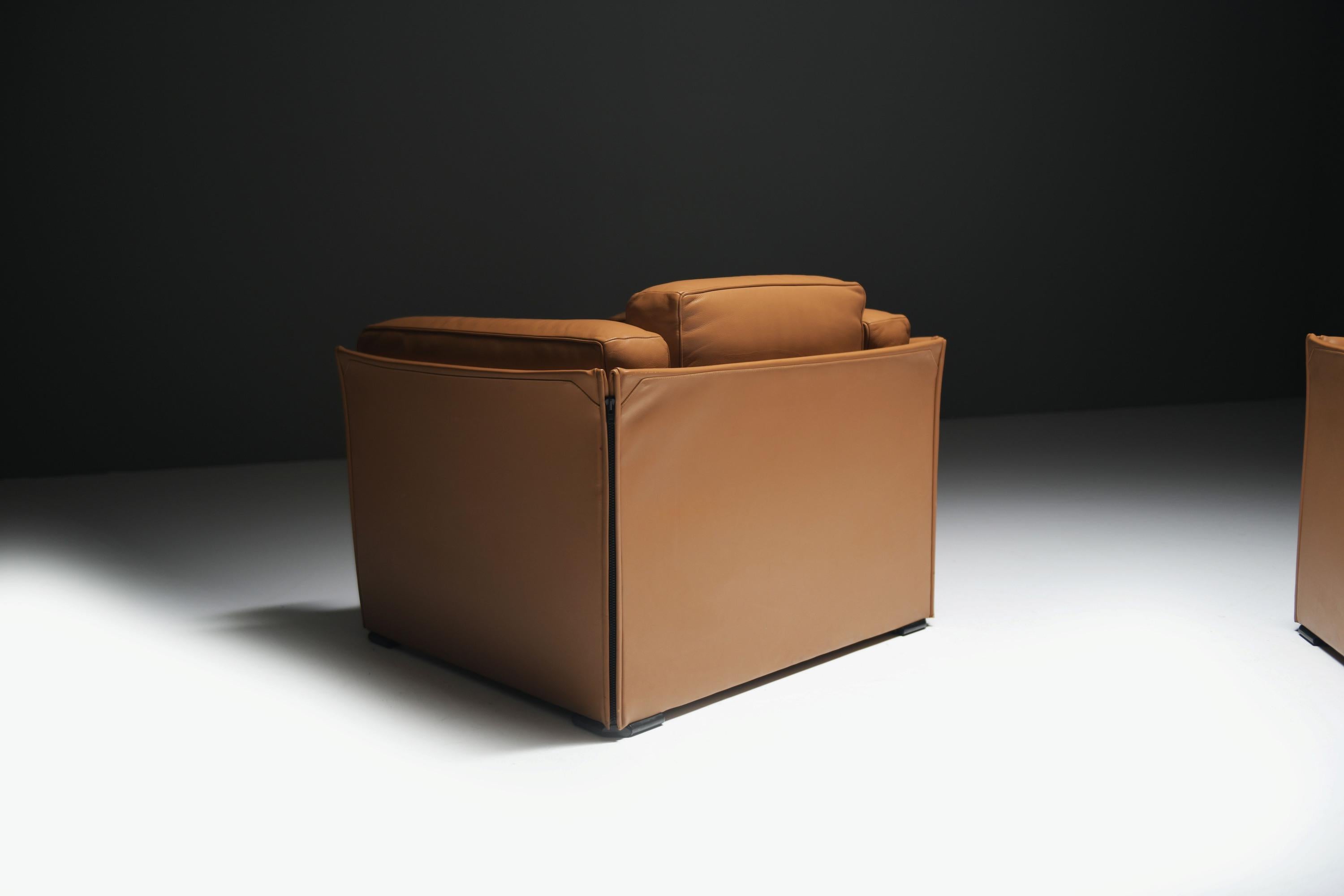 Superbe ensemble de fauteuils DUC 405 en cuir de Mario Bellini pour CASSINA Italie en vente 6