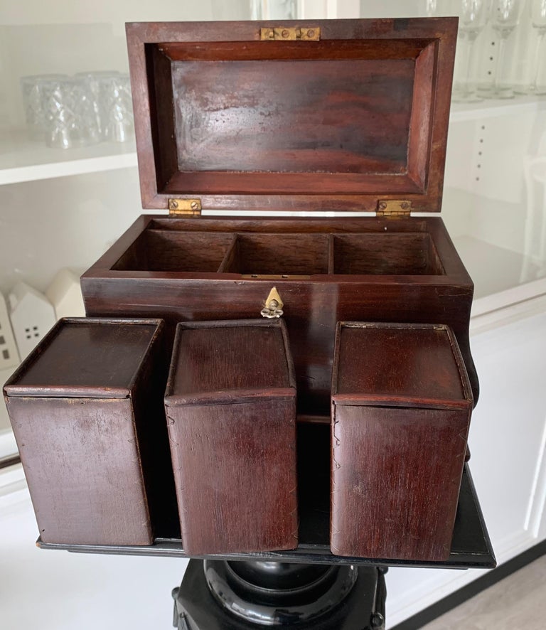 Great Shape and Color, Antique Tea Caddy in Mahogany with Brass Lock