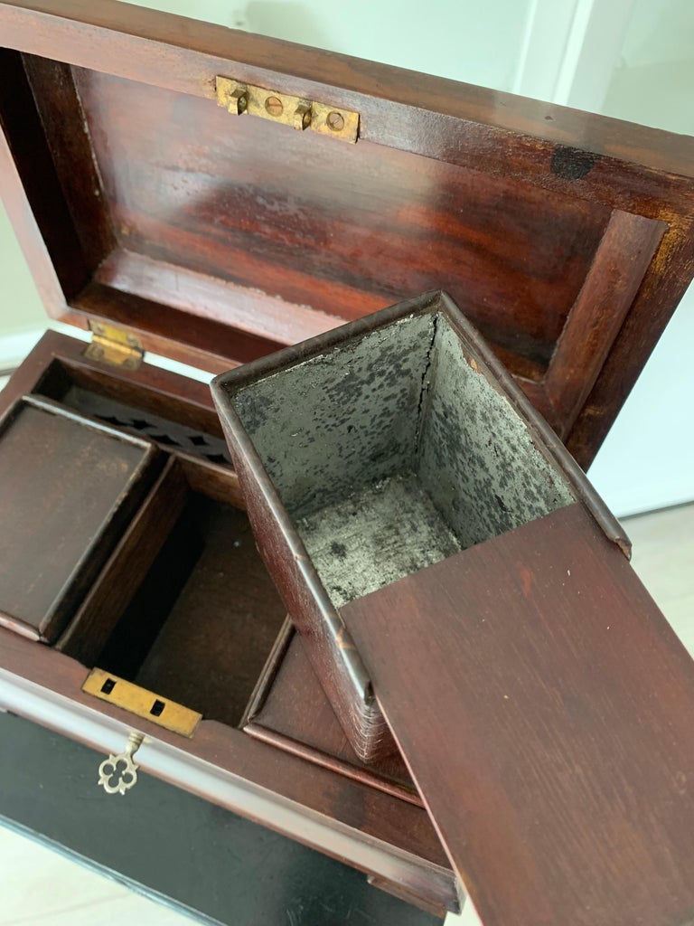 Great Shape and Color, Antique Tea Caddy in Mahogany with Brass Lock