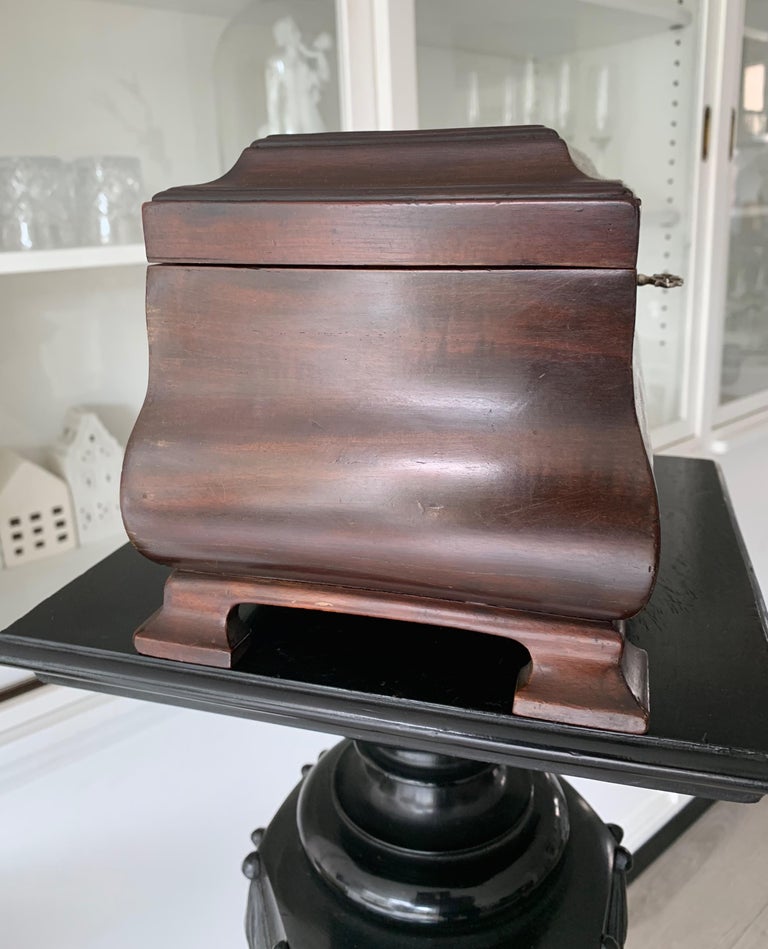 Great Shape and Color, Antique Tea Caddy in Mahogany with Brass Lock