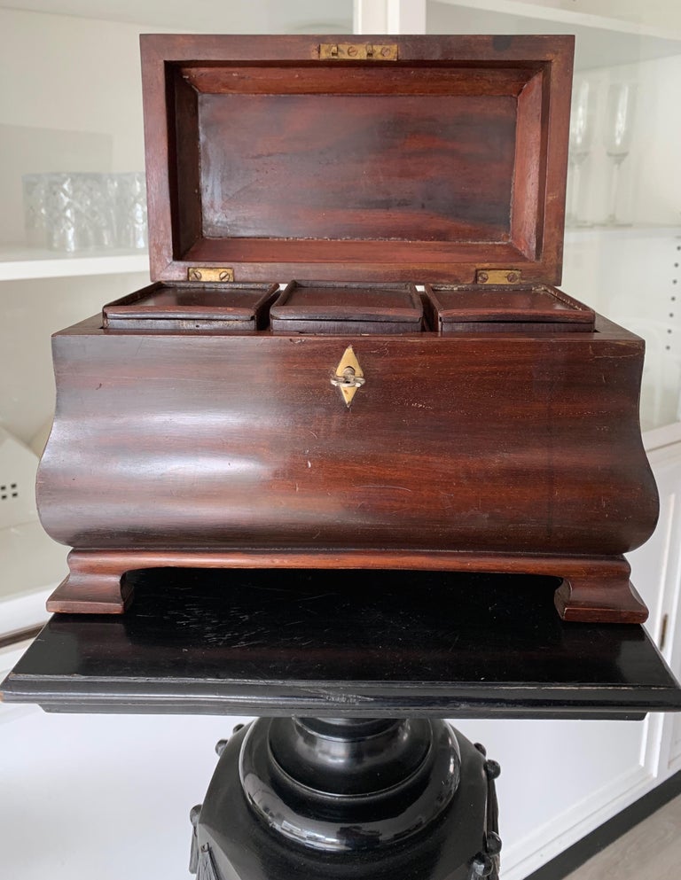 Great Shape and Color, Antique Tea Caddy in Mahogany with Brass Lock